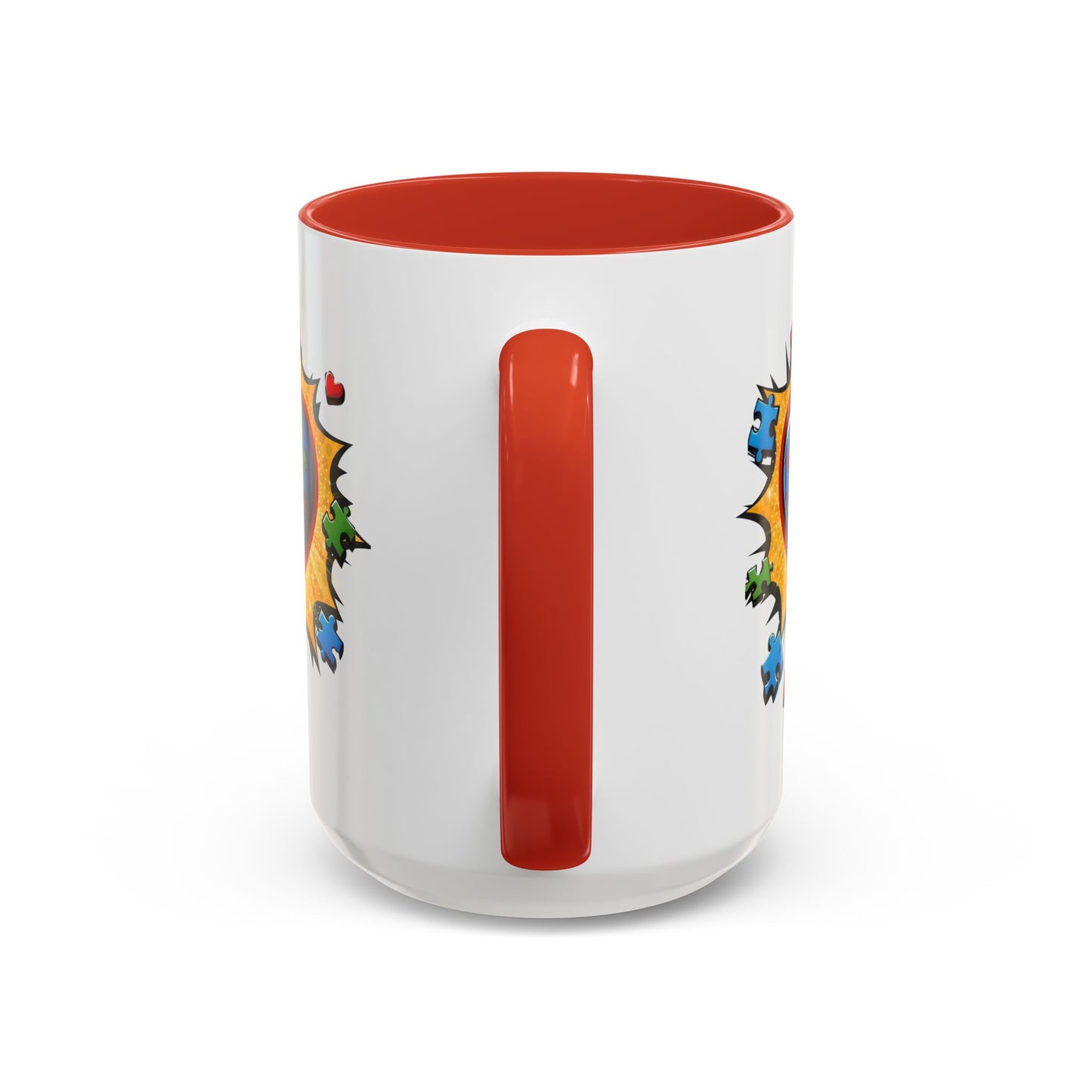 Autism Awareness Mug 11 oz or 15 oz Accent Color Coffee Tea Mug Color Handle Cup, Autism Support Gift, ASD Neurodiversity Inclusion Mug