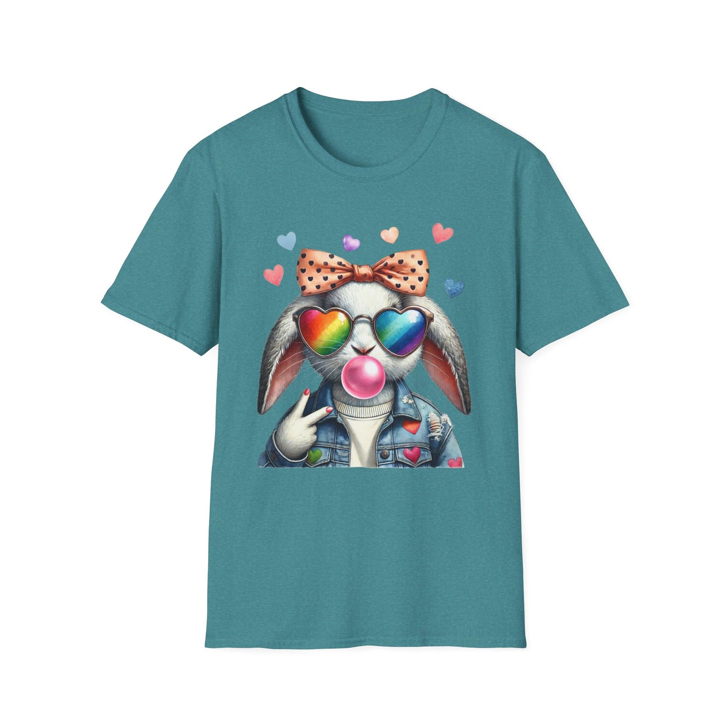 Bubble Gum Bunny Love Graphic Tee, Cute Aesthetic Bunny Rabbit Shirt, Pastel Animal Lover Gift, Unisex Trendy Bunny Shirt Casual Wear