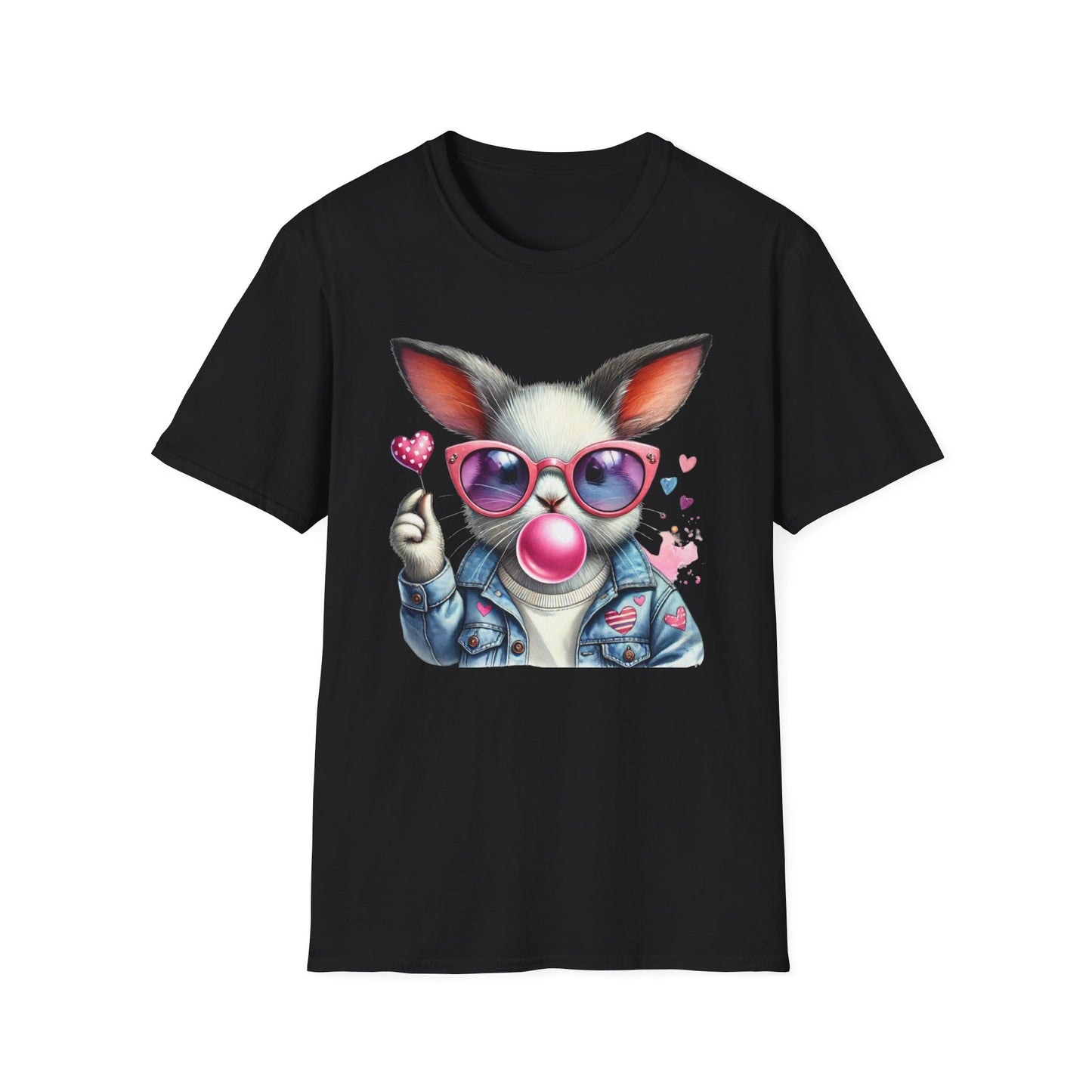 Bubble Gum Bunny Love Graphic Tee, Cute Aesthetic Bunny Rabbit Shirt, Pastel Animal Lover Gift, Unisex Trendy Bunny Shirt Casual Wear