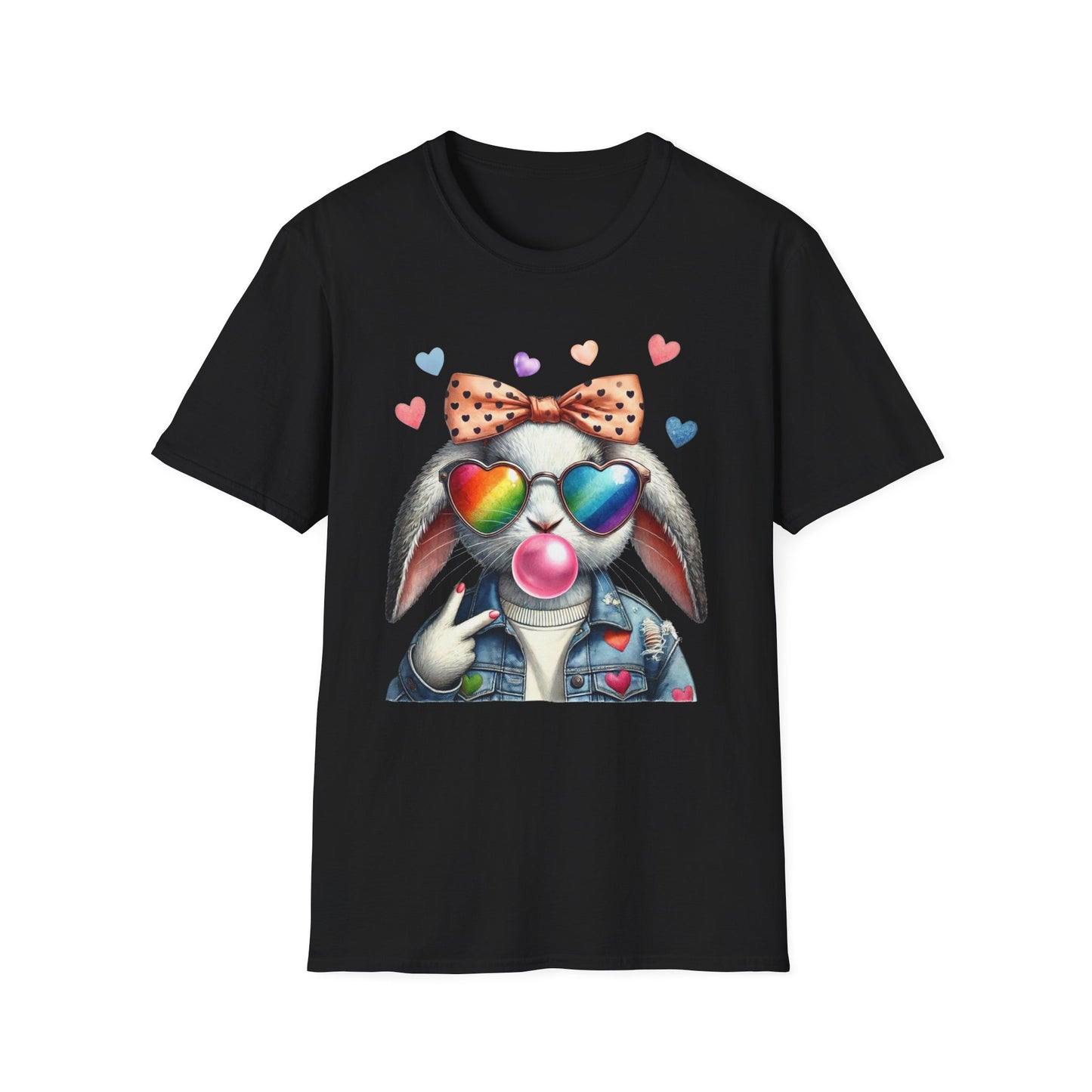 Bubble Gum Bunny Love Graphic Tee, Cute Aesthetic Bunny Rabbit Shirt, Pastel Animal Lover Gift, Unisex Trendy Bunny Shirt Casual Wear