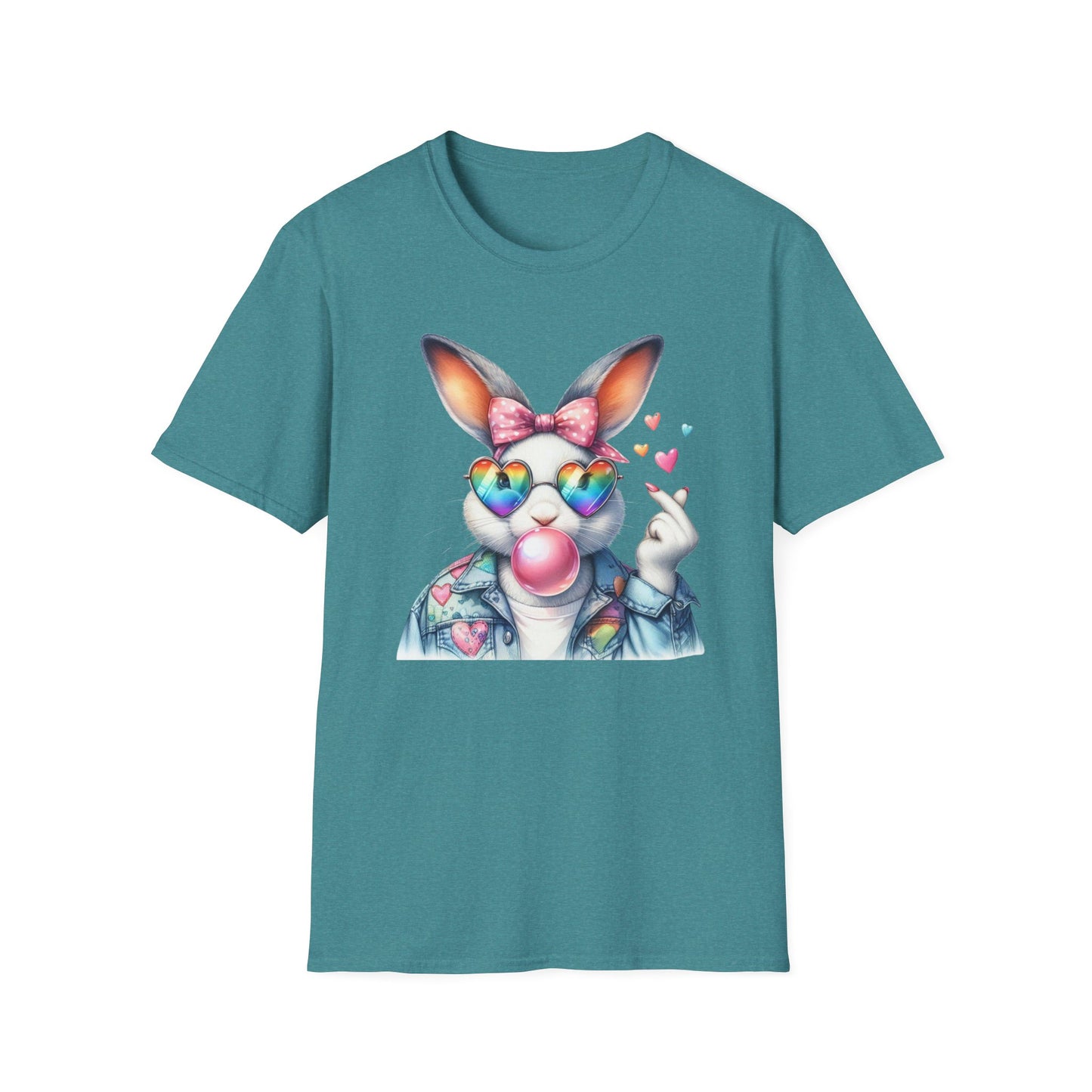Bubble Gum Bunny Love Graphic Tee, Cute Aesthetic Bunny Rabbit Shirt, Pastel Animal Lover Gift, Unisex Trendy Bunny Shirt Casual Wear