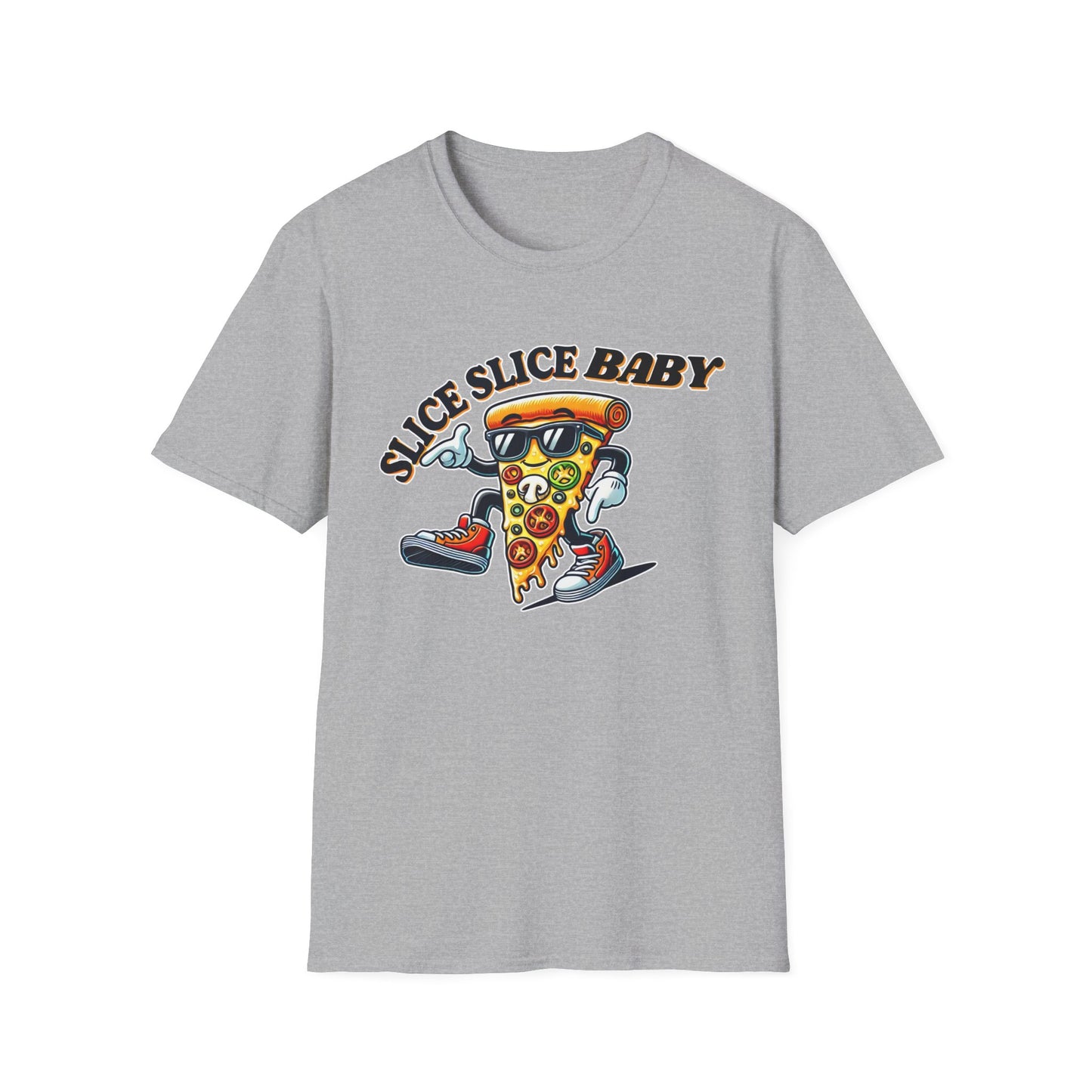 Slice Slice Baby Pizza T-Shirt, Funny Pizza Lover Tee, Foodie Gift, Cool Graphic Tee Casual Wear, Unique Gift Idea, Unisex Softstyle Tee