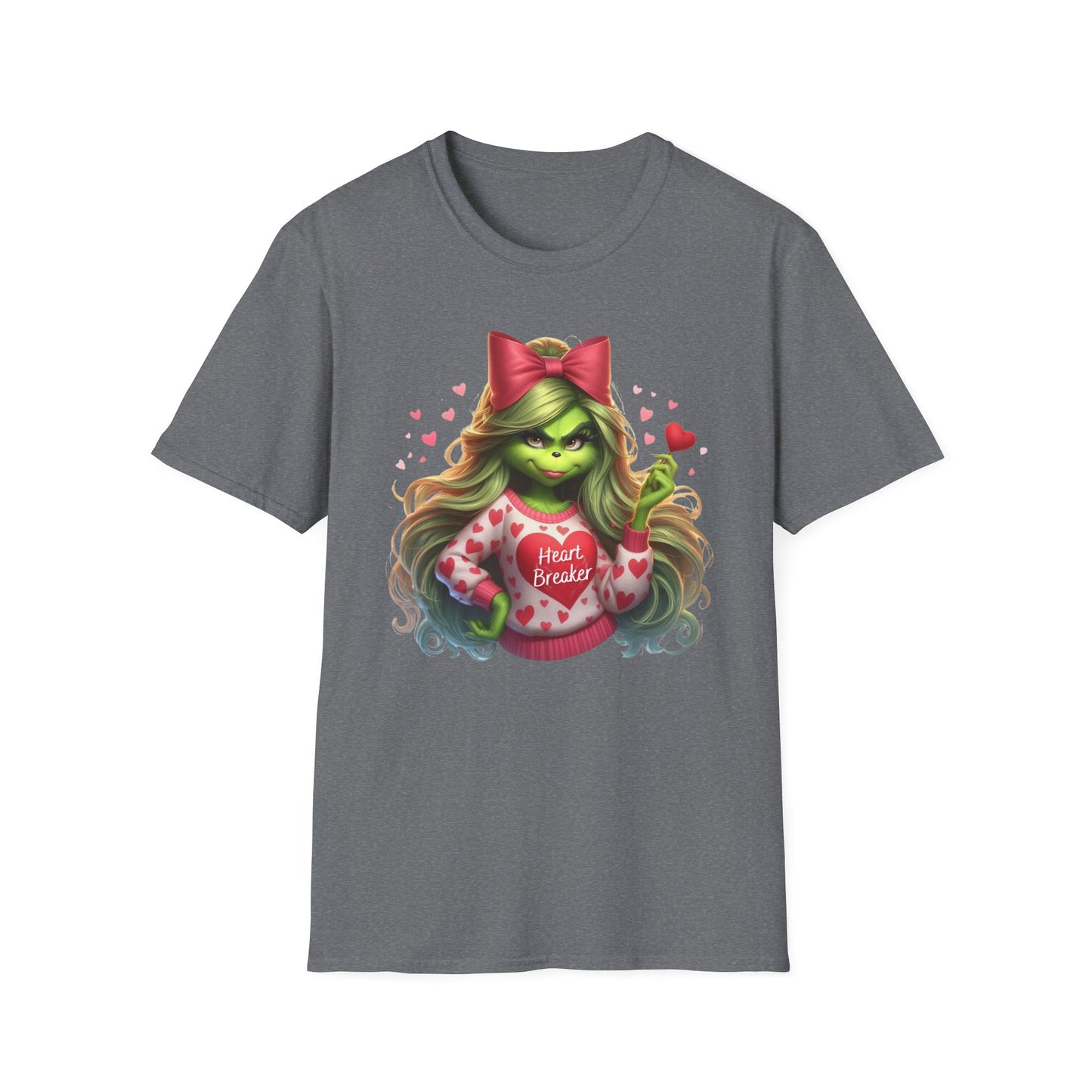 Valentine Grinch shirt, Cute Valentines Day Tee, Grinch Graphic Tee, Trendy Retro Vday, Casual Wear, Unique Gift Idea, Unisex Softstyle Tee