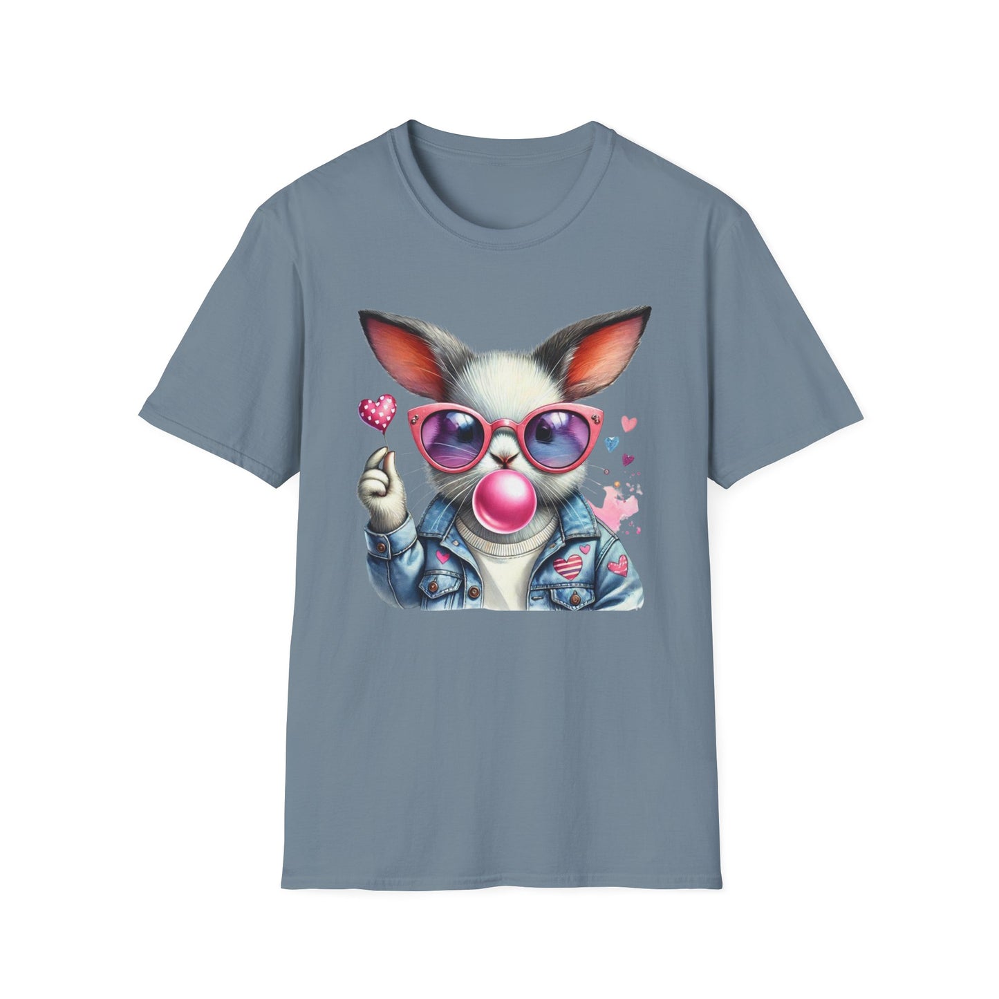 Bubble Gum Bunny Love Graphic Tee, Cute Aesthetic Bunny Rabbit Shirt, Pastel Animal Lover Gift, Unisex Trendy Bunny Shirt Casual Wear