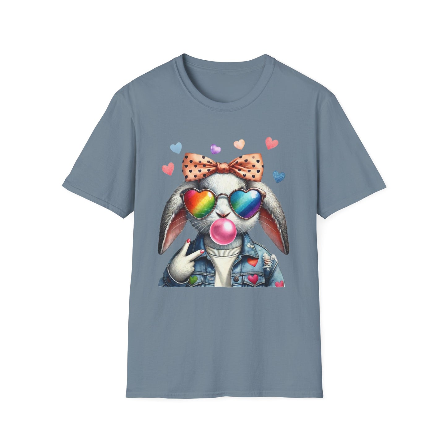 Bubble Gum Bunny Love Graphic Tee, Cute Aesthetic Bunny Rabbit Shirt, Pastel Animal Lover Gift, Unisex Trendy Bunny Shirt Casual Wear