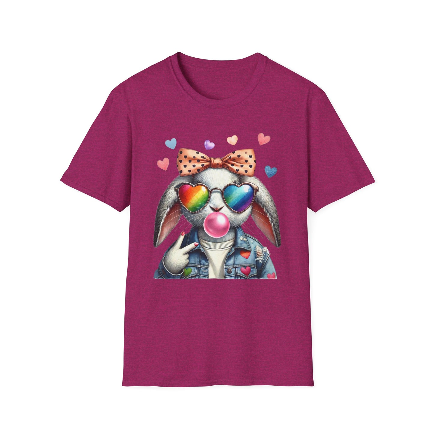 Bubble Gum Bunny Love Graphic Tee, Cute Aesthetic Bunny Rabbit Shirt, Pastel Animal Lover Gift, Unisex Trendy Bunny Shirt Casual Wear