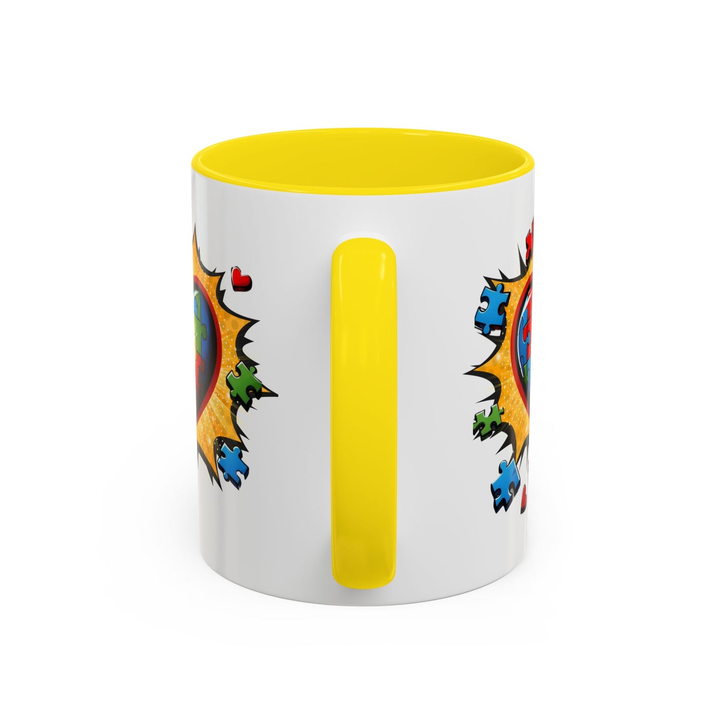 Autism Awareness Mug 11 oz or 15 oz Accent Color Coffee Tea Mug Color Handle Cup, Autism Support Gift, ASD Neurodiversity Inclusion Mug