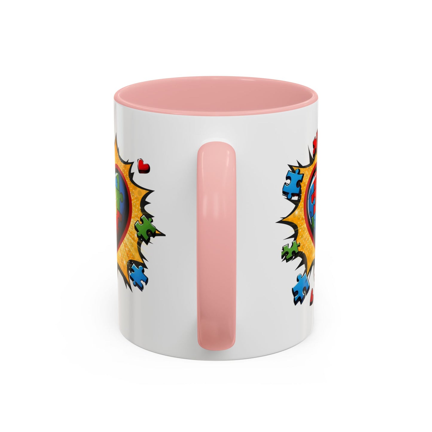 Autism Awareness Mug 11 oz or 15 oz Accent Color Coffee Tea Mug Color Handle Cup, Autism Support Gift, ASD Neurodiversity Inclusion Mug
