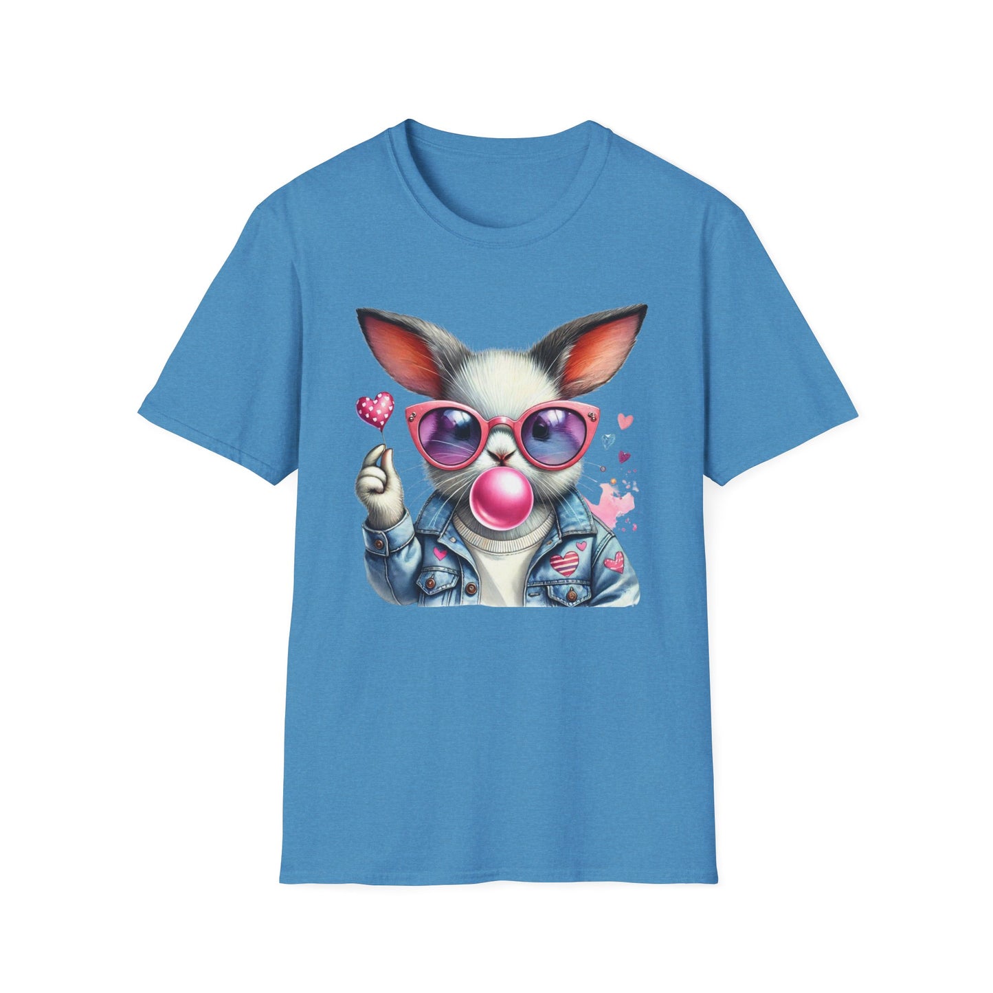 Bubble Gum Bunny Love Graphic Tee, Cute Aesthetic Bunny Rabbit Shirt, Pastel Animal Lover Gift, Unisex Trendy Bunny Shirt Casual Wear