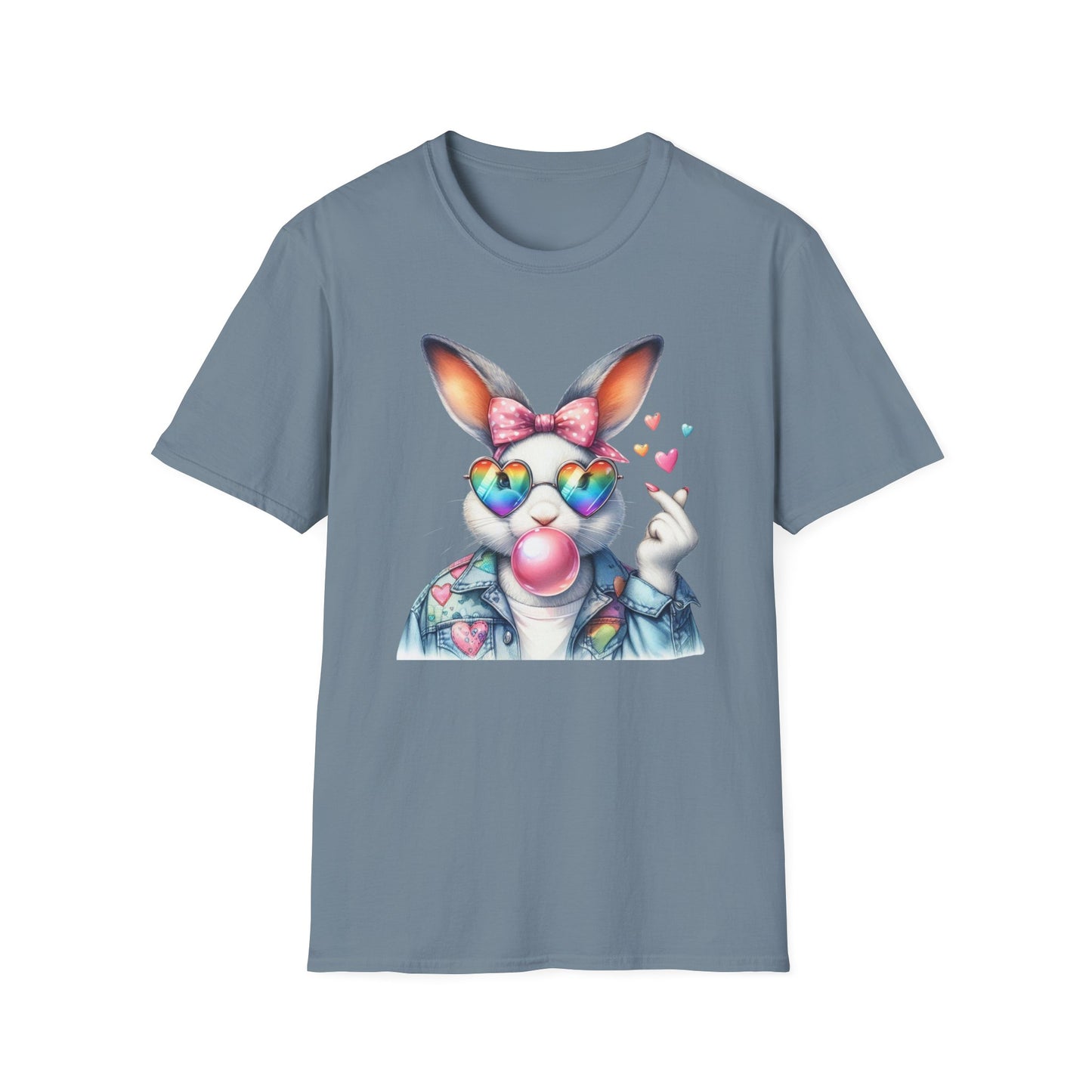 Bubble Gum Bunny Love Graphic Tee, Cute Aesthetic Bunny Rabbit Shirt, Pastel Animal Lover Gift, Unisex Trendy Bunny Shirt Casual Wear