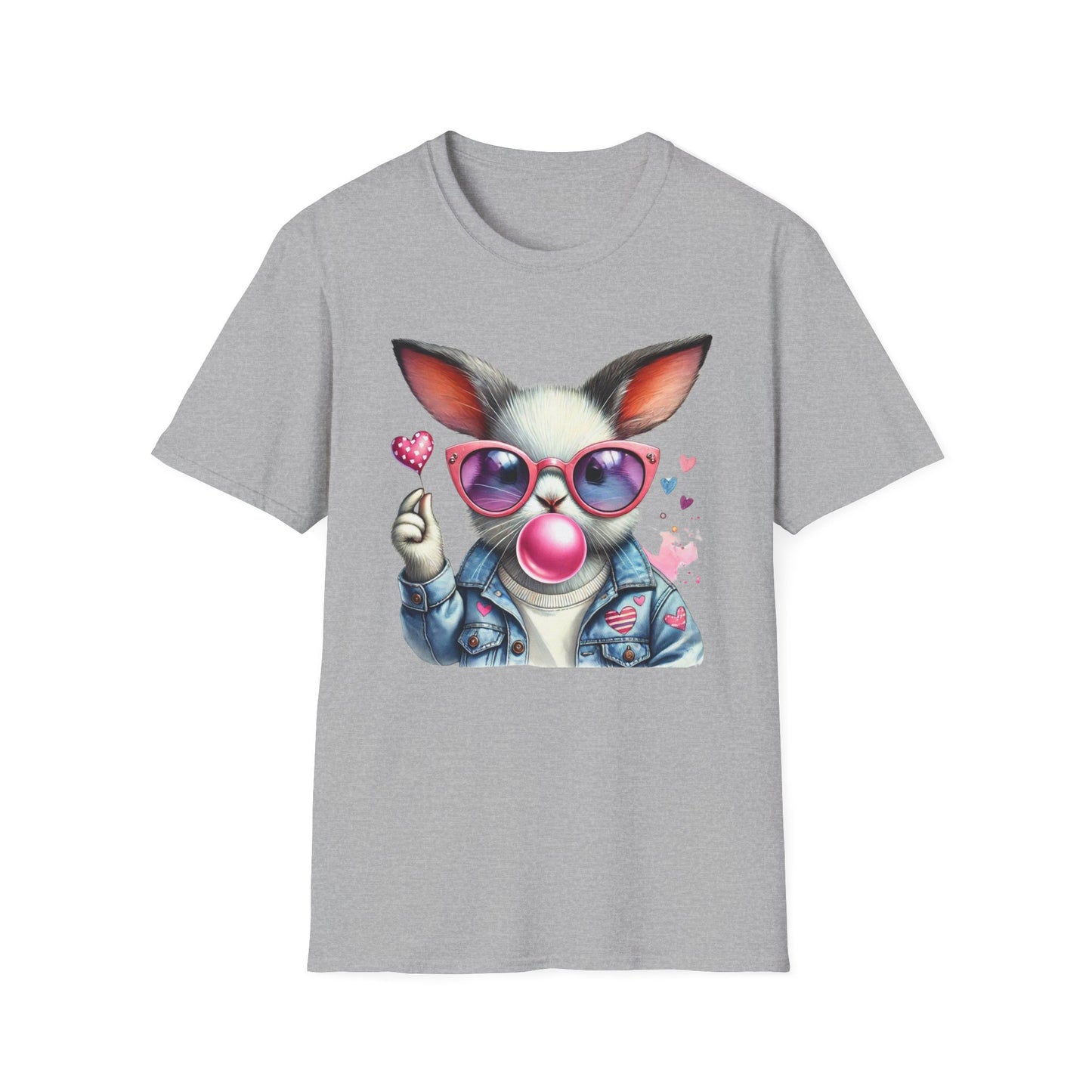 Bubble Gum Bunny Love Graphic Tee, Cute Aesthetic Bunny Rabbit Shirt, Pastel Animal Lover Gift, Unisex Trendy Bunny Shirt Casual Wear