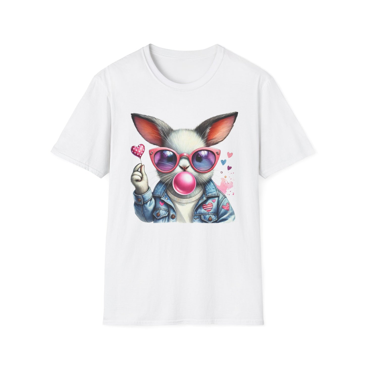 Bubble Gum Bunny Love Graphic Tee, Cute Aesthetic Bunny Rabbit Shirt, Pastel Animal Lover Gift, Unisex Trendy Bunny Shirt Casual Wear