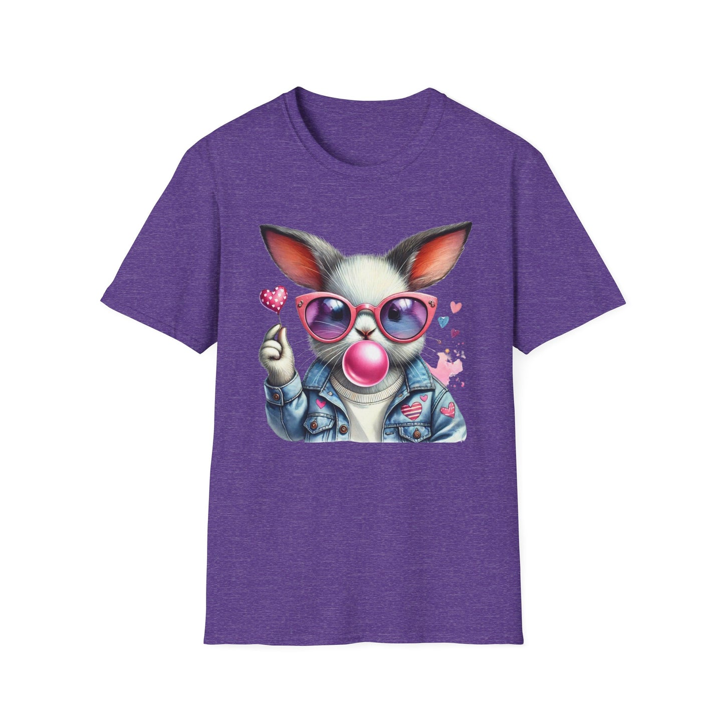 Bubble Gum Bunny Love Graphic Tee, Cute Aesthetic Bunny Rabbit Shirt, Pastel Animal Lover Gift, Unisex Trendy Bunny Shirt Casual Wear