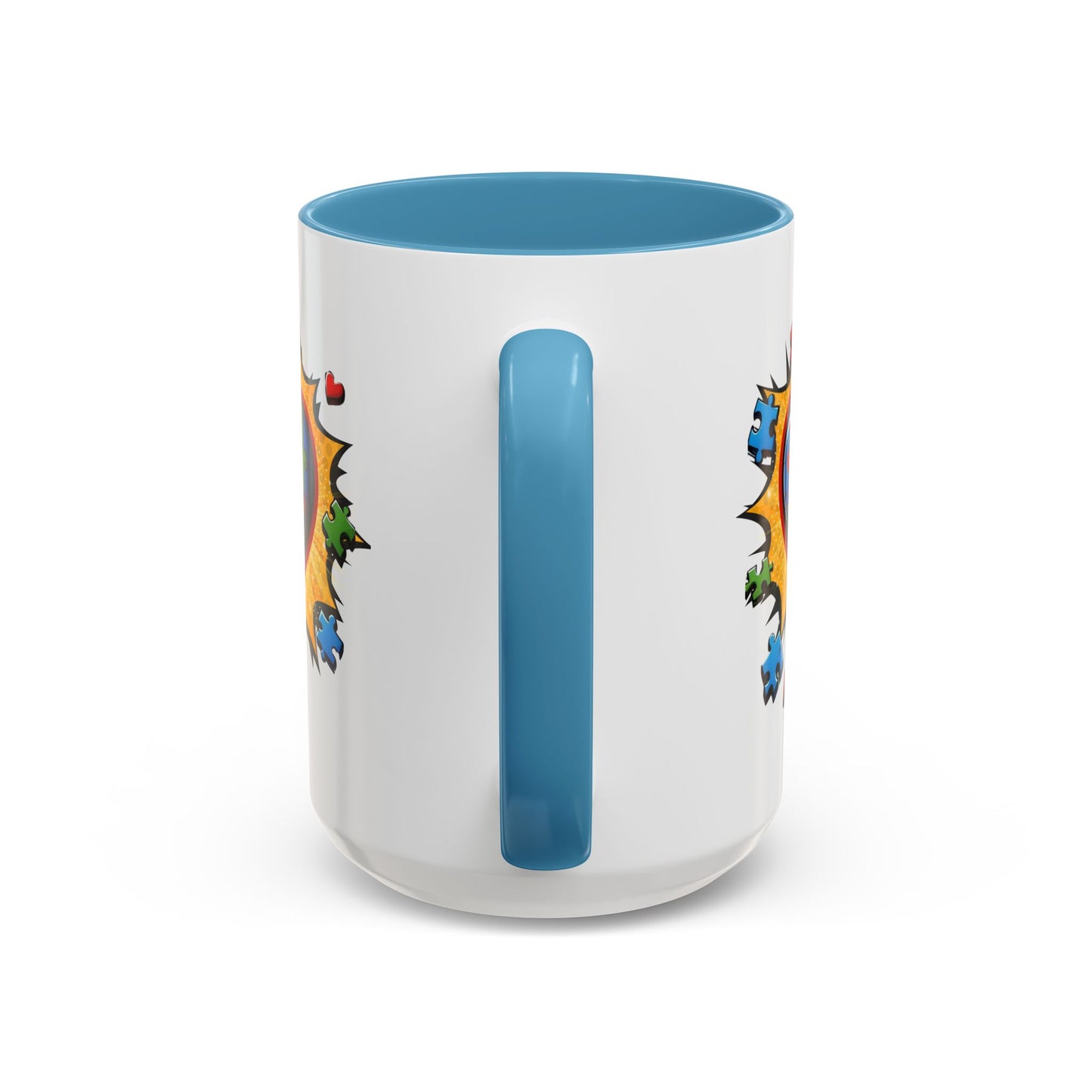 Autism Awareness Mug 11 oz or 15 oz Accent Color Coffee Tea Mug Color Handle Cup, Autism Support Gift, ASD Neurodiversity Inclusion Mug