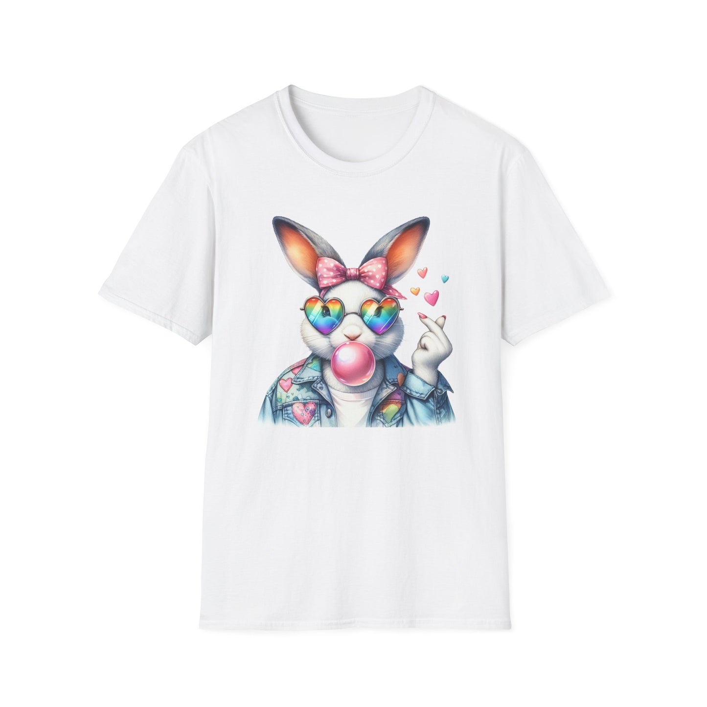 Bubble Gum Bunny Love Graphic Tee, Cute Aesthetic Bunny Rabbit Shirt, Pastel Animal Lover Gift, Unisex Trendy Bunny Shirt Casual Wear