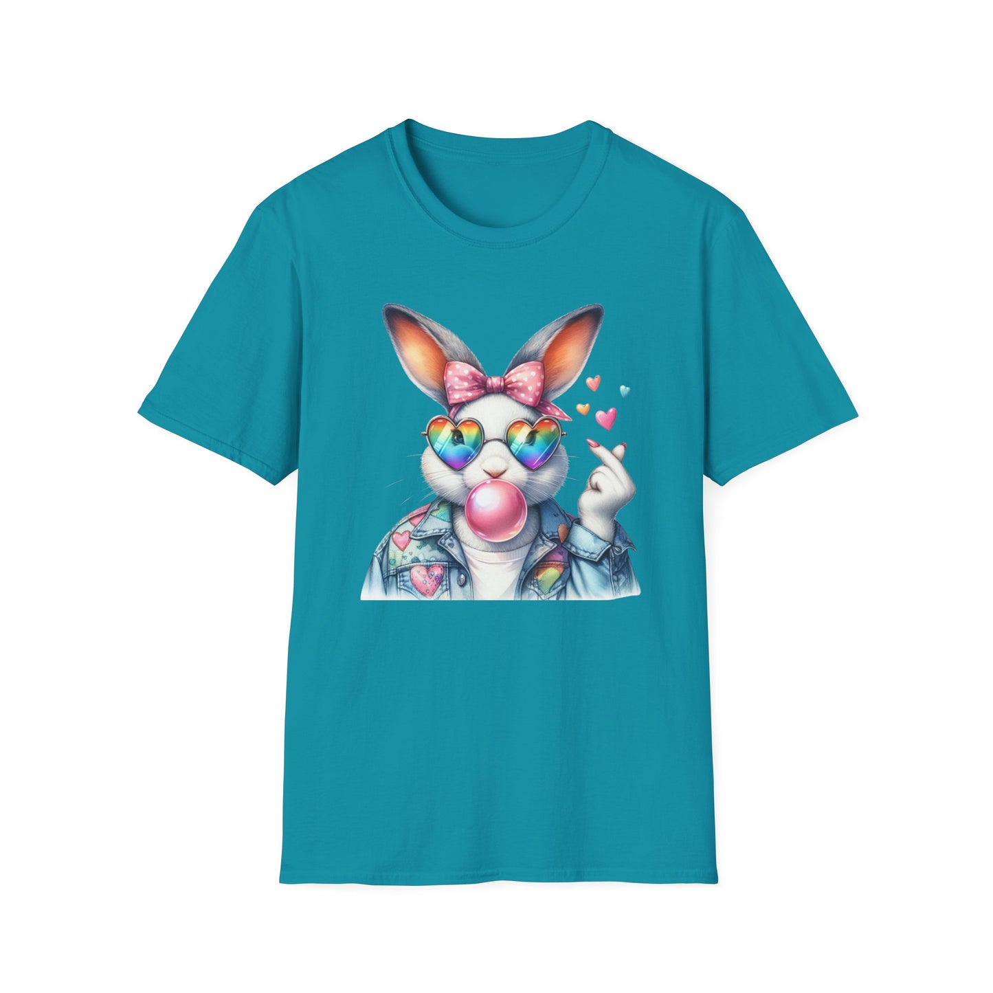 Bubble Gum Bunny Love Graphic Tee, Cute Aesthetic Bunny Rabbit Shirt, Pastel Animal Lover Gift, Unisex Trendy Bunny Shirt Casual Wear