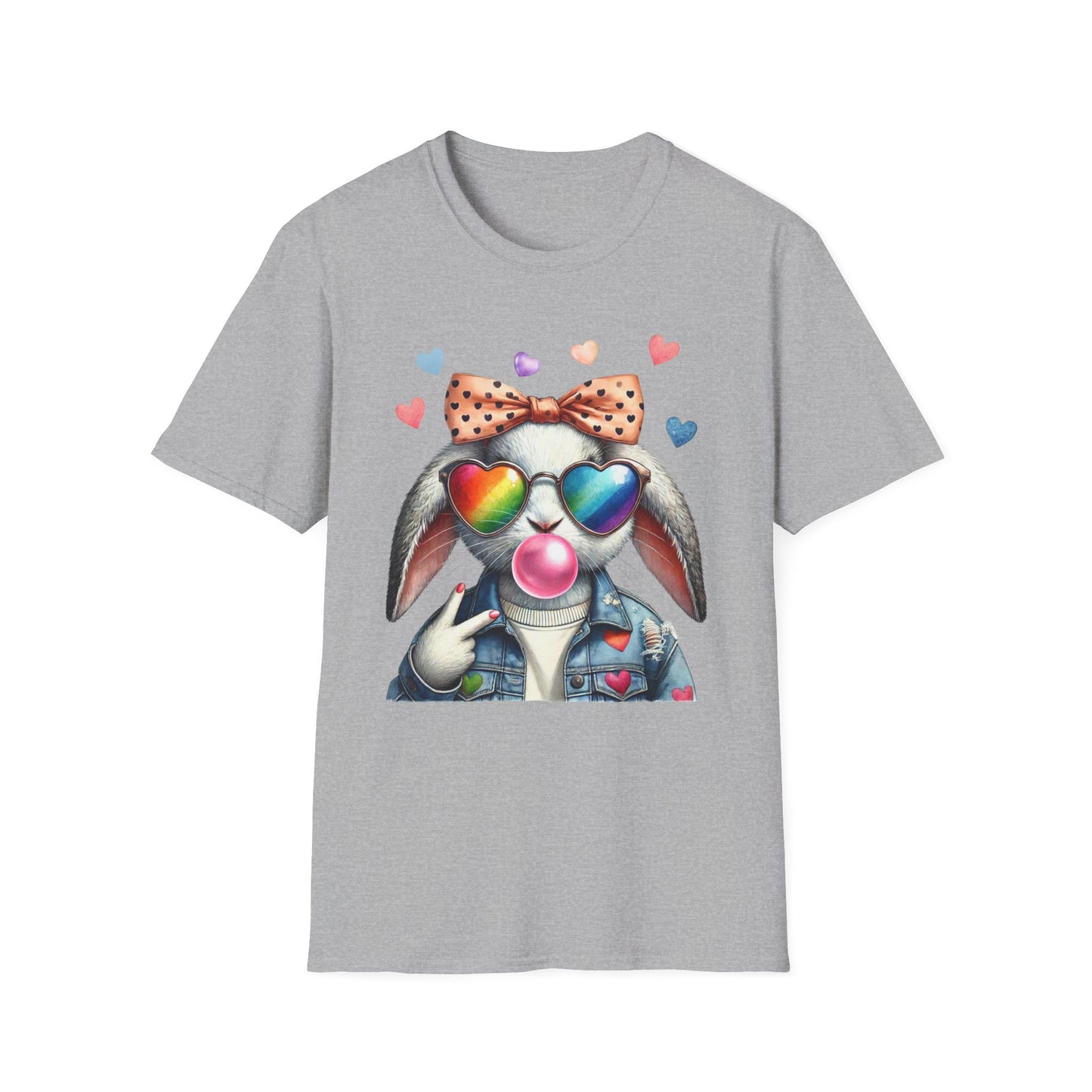 Bubble Gum Bunny Love Graphic Tee, Cute Aesthetic Bunny Rabbit Shirt, Pastel Animal Lover Gift, Unisex Trendy Bunny Shirt Casual Wear