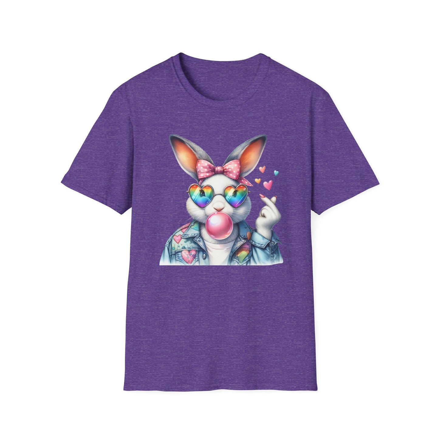 Bubble Gum Bunny Love Graphic Tee, Cute Aesthetic Bunny Rabbit Shirt, Pastel Animal Lover Gift, Unisex Trendy Bunny Shirt Casual Wear