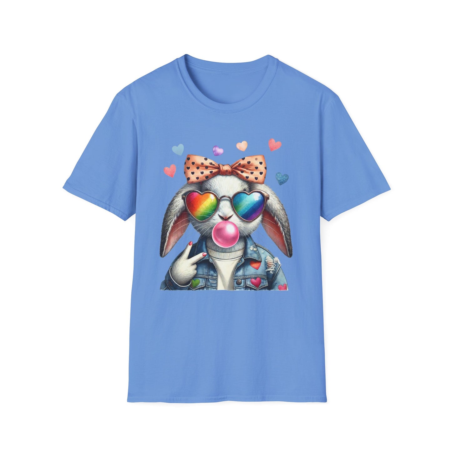 Bubble Gum Bunny Love Graphic Tee, Cute Aesthetic Bunny Rabbit Shirt, Pastel Animal Lover Gift, Unisex Trendy Bunny Shirt Casual Wear