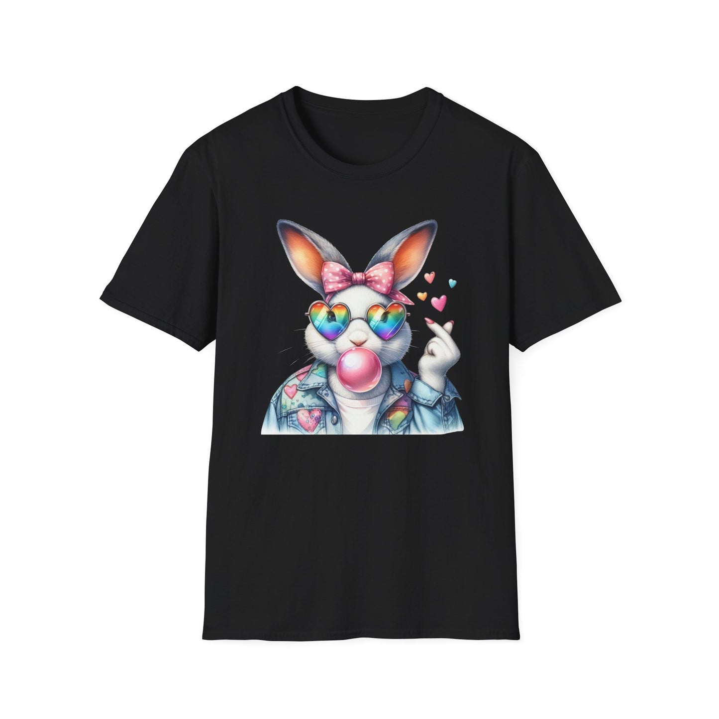Bubble Gum Bunny Love Graphic Tee, Cute Aesthetic Bunny Rabbit Shirt, Pastel Animal Lover Gift, Unisex Trendy Bunny Shirt Casual Wear