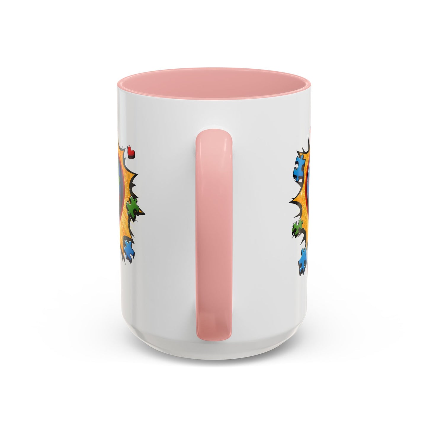 Autism Awareness Mug 11 oz or 15 oz Accent Color Coffee Tea Mug Color Handle Cup, Autism Support Gift, ASD Neurodiversity Inclusion Mug
