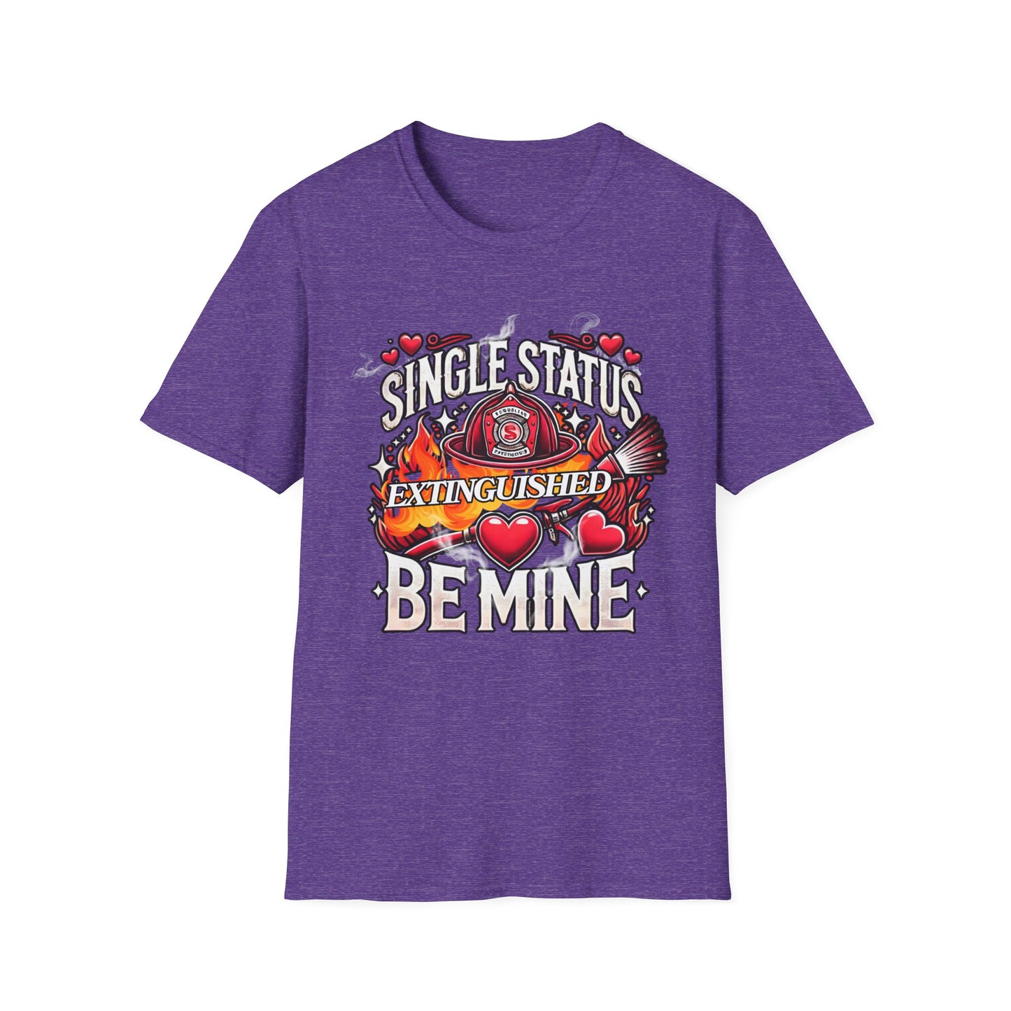 Single Status Be Mine Unisex T-Shirt, Cute Firefighter Fireman Lover Tee Gift for First Responder Friend, Funny love, Valentine's Day Couple