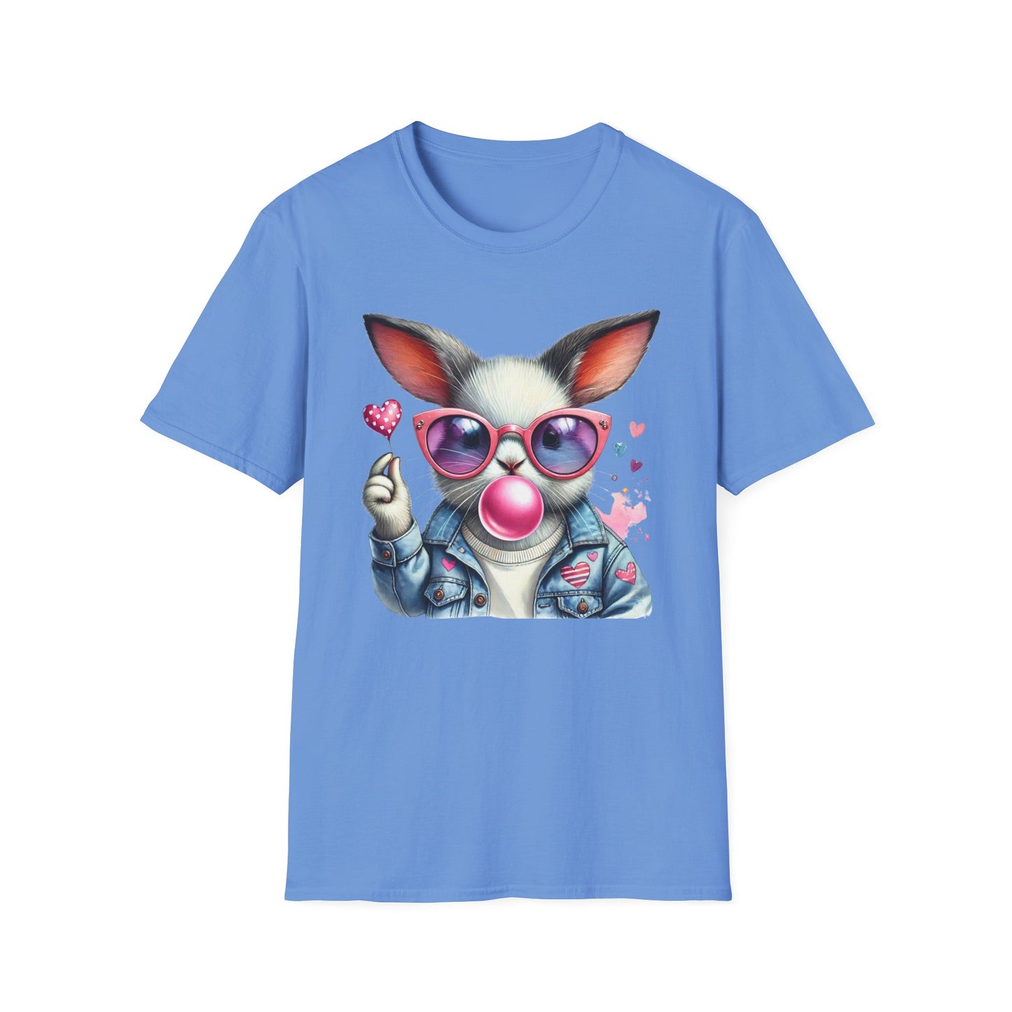 Bubble Gum Bunny Love Graphic Tee, Cute Aesthetic Bunny Rabbit Shirt, Pastel Animal Lover Gift, Unisex Trendy Bunny Shirt Casual Wear