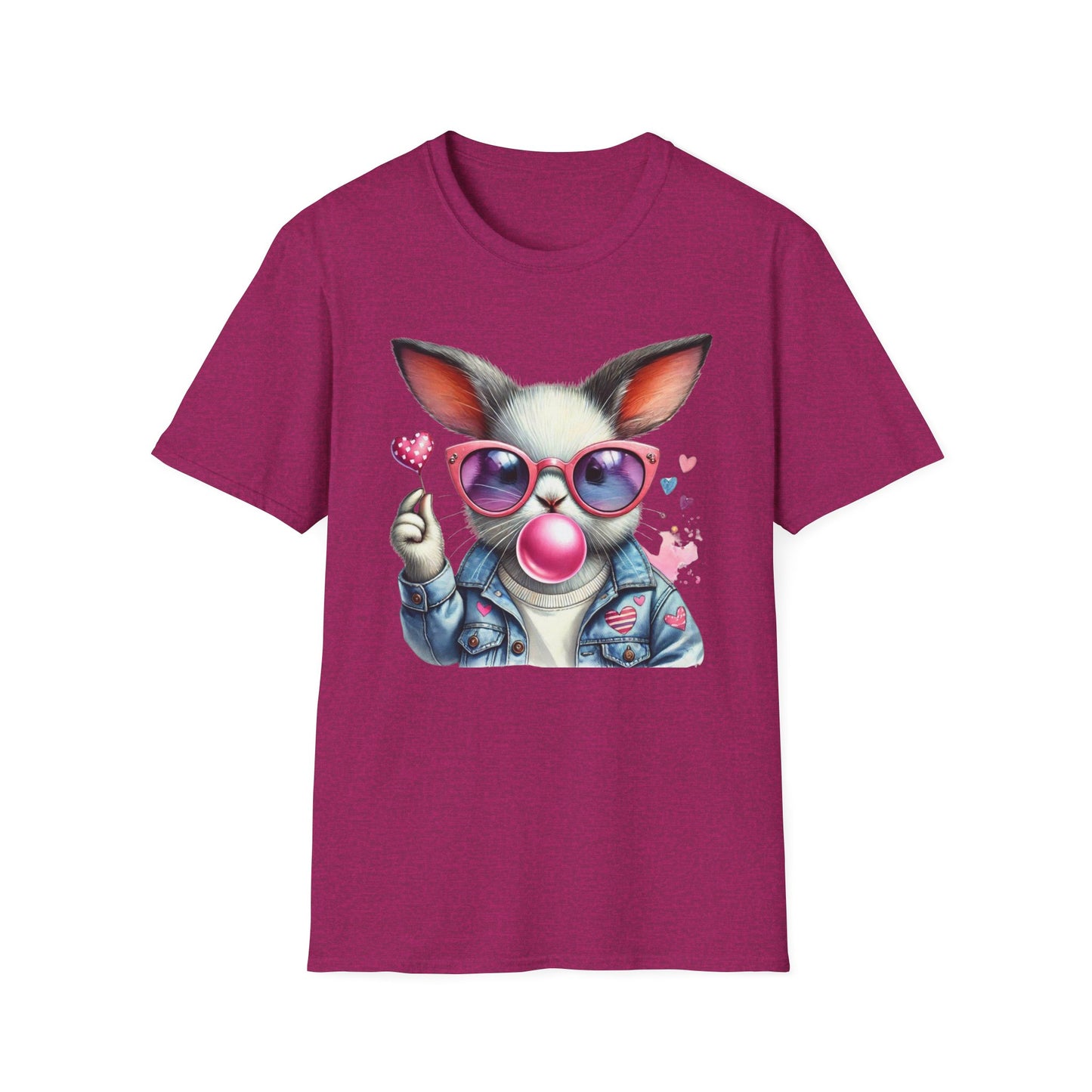 Bubble Gum Bunny Love Graphic Tee, Cute Aesthetic Bunny Rabbit Shirt, Pastel Animal Lover Gift, Unisex Trendy Bunny Shirt Casual Wear