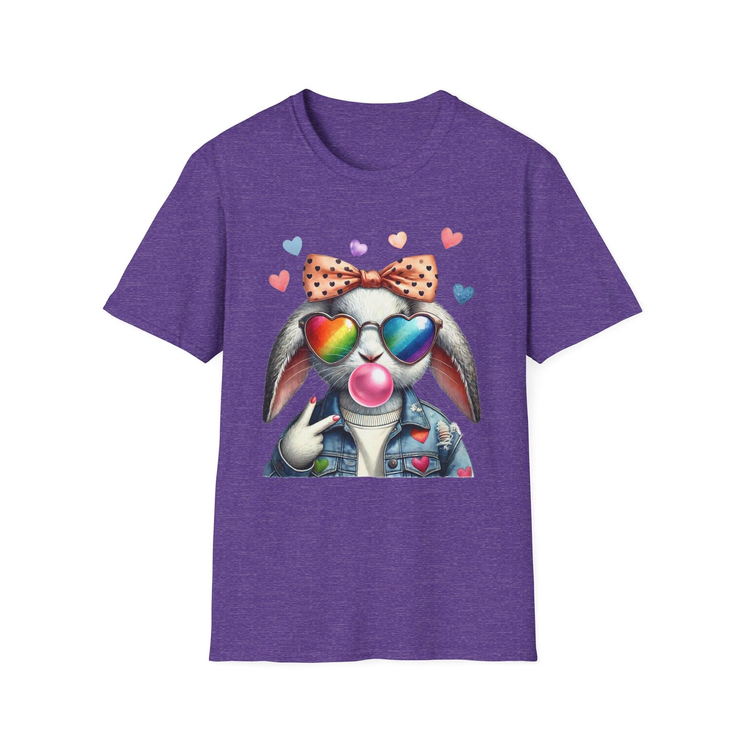 Bubble Gum Bunny Love Graphic Tee, Cute Aesthetic Bunny Rabbit Shirt, Pastel Animal Lover Gift, Unisex Trendy Bunny Shirt Casual Wear