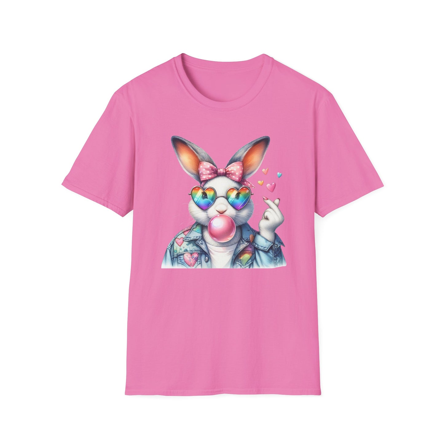 Bubble Gum Bunny Love Graphic Tee, Cute Aesthetic Bunny Rabbit Shirt, Pastel Animal Lover Gift, Unisex Trendy Bunny Shirt Casual Wear