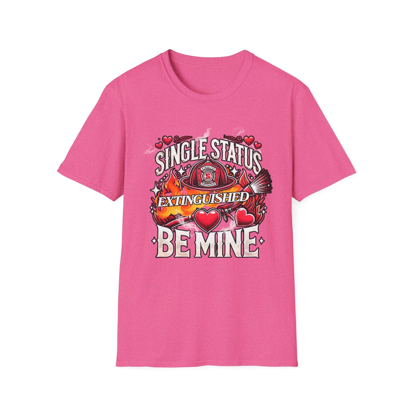 Single Status Be Mine Unisex T-Shirt, Cute Firefighter Fireman Lover Tee Gift for First Responder Friend, Funny love, Valentine's Day Couple