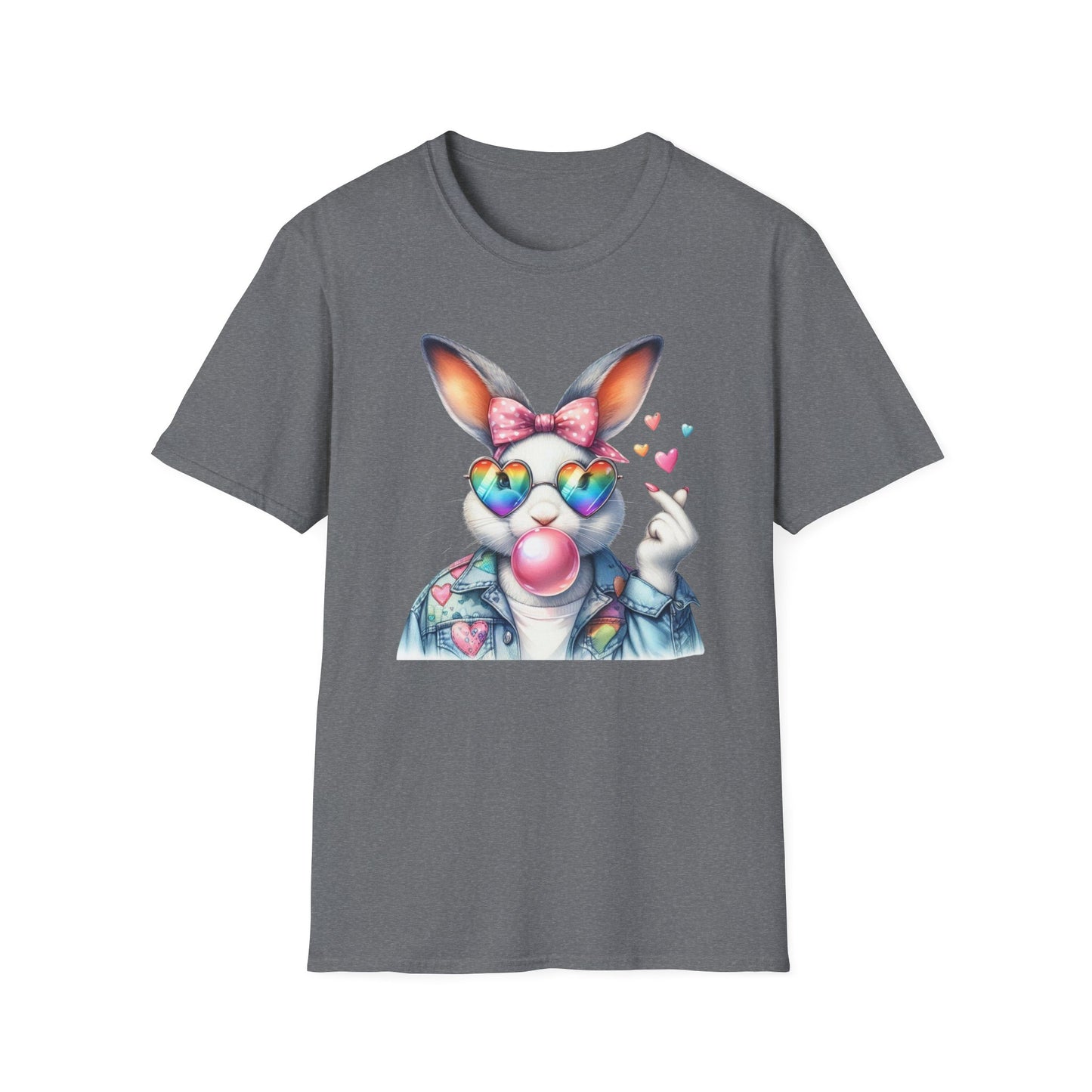Bubble Gum Bunny Love Graphic Tee, Cute Aesthetic Bunny Rabbit Shirt, Pastel Animal Lover Gift, Unisex Trendy Bunny Shirt Casual Wear