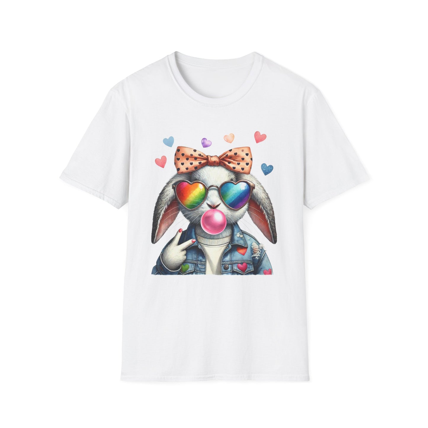 Bubble Gum Bunny Love Graphic Tee, Cute Aesthetic Bunny Rabbit Shirt, Pastel Animal Lover Gift, Unisex Trendy Bunny Shirt Casual Wear