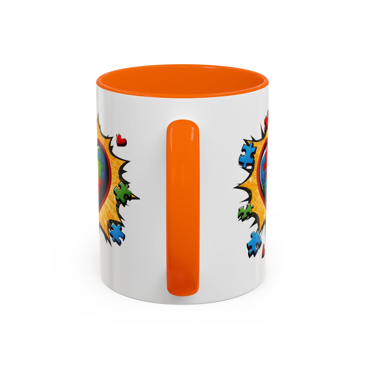 Autism Awareness Mug 11 oz or 15 oz Accent Color Coffee Tea Mug Color Handle Cup, Autism Support Gift, ASD Neurodiversity Inclusion Mug