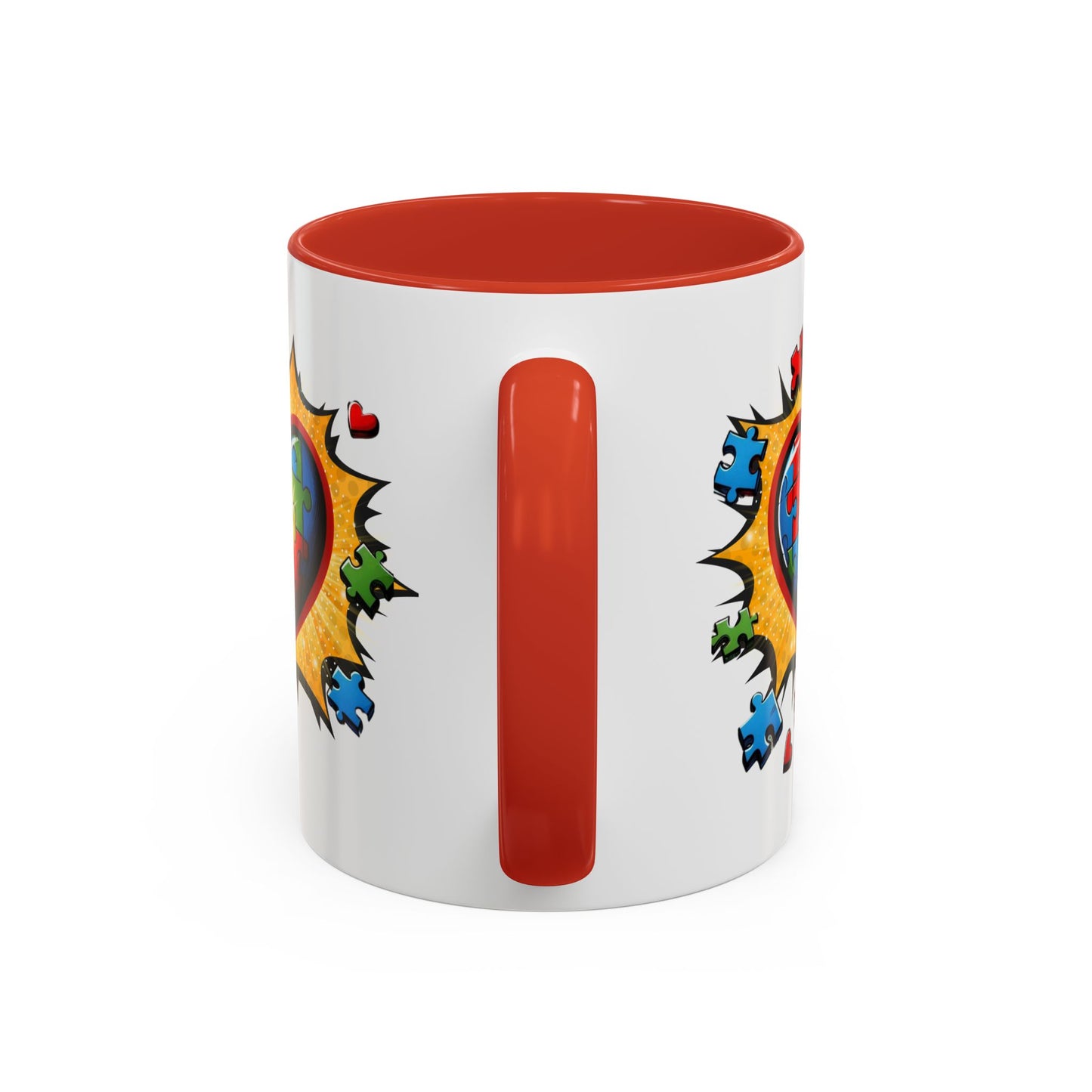 Autism Awareness Mug 11 oz or 15 oz Accent Color Coffee Tea Mug Color Handle Cup, Autism Support Gift, ASD Neurodiversity Inclusion Mug