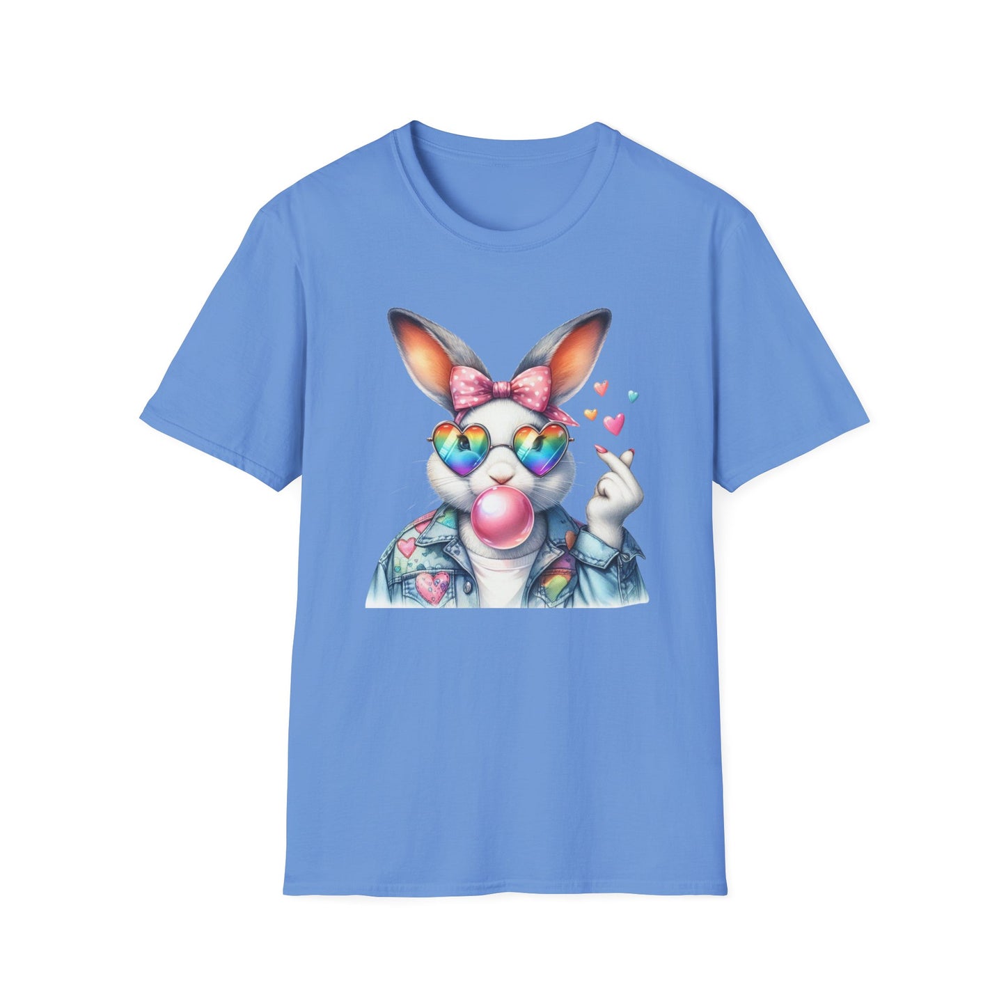 Bubble Gum Bunny Love Graphic Tee, Cute Aesthetic Bunny Rabbit Shirt, Pastel Animal Lover Gift, Unisex Trendy Bunny Shirt Casual Wear
