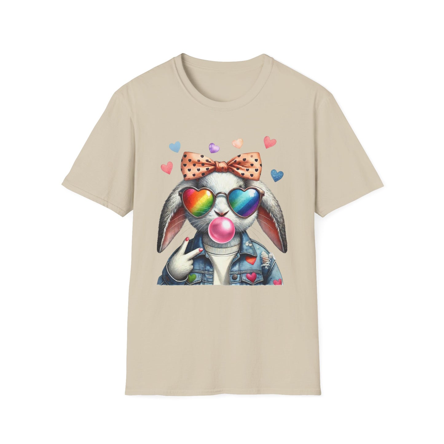Bubble Gum Bunny Love Graphic Tee, Cute Aesthetic Bunny Rabbit Shirt, Pastel Animal Lover Gift, Unisex Trendy Bunny Shirt Casual Wear