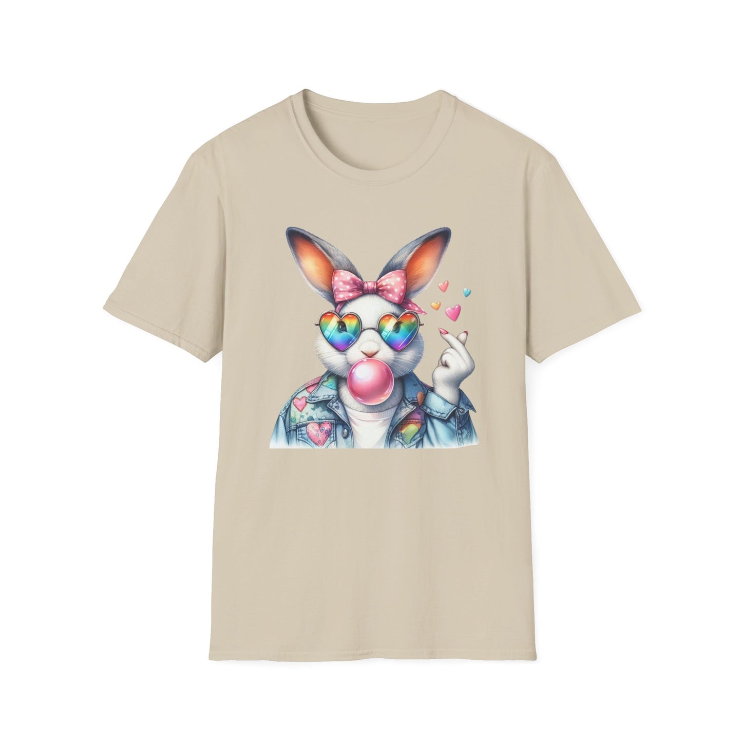 Bubble Gum Bunny Love Graphic Tee, Cute Aesthetic Bunny Rabbit Shirt, Pastel Animal Lover Gift, Unisex Trendy Bunny Shirt Casual Wear