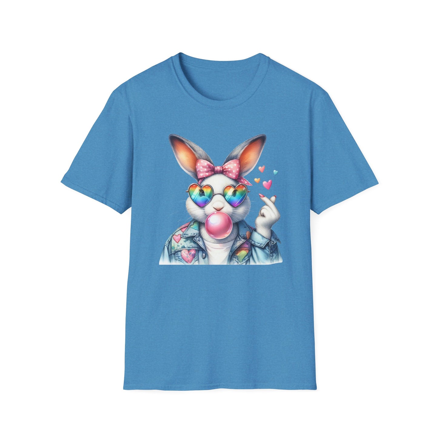 Bubble Gum Bunny Love Graphic Tee, Cute Aesthetic Bunny Rabbit Shirt, Pastel Animal Lover Gift, Unisex Trendy Bunny Shirt Casual Wear