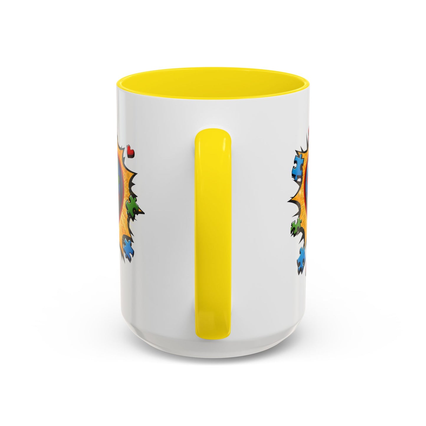 Autism Awareness Mug 11 oz or 15 oz Accent Color Coffee Tea Mug Color Handle Cup, Autism Support Gift, ASD Neurodiversity Inclusion Mug