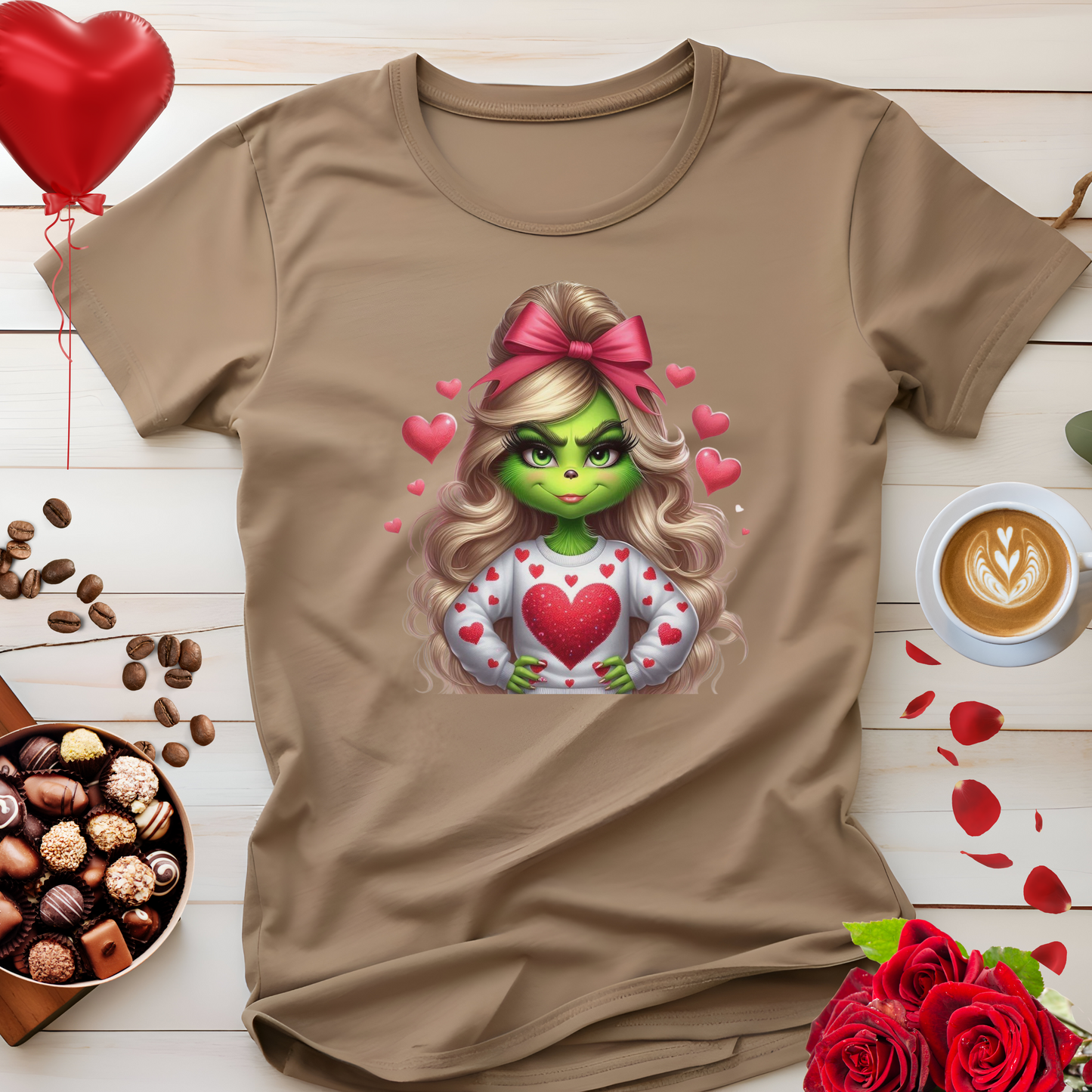 Valentine Grinch shirt, Cute Valentines Day Tee, Grinch Graphic Tee, Trendy Retro Vday, Casual Wear, Unique Gift Idea, Unisex Softstyle Tee