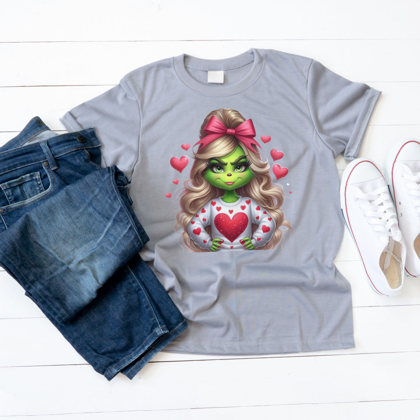 Valentine Grinch shirt, Cute Valentines Day Tee, Grinch Graphic Tee, Trendy Retro Vday, Casual Wear, Unique Gift Idea, Unisex Softstyle Tee