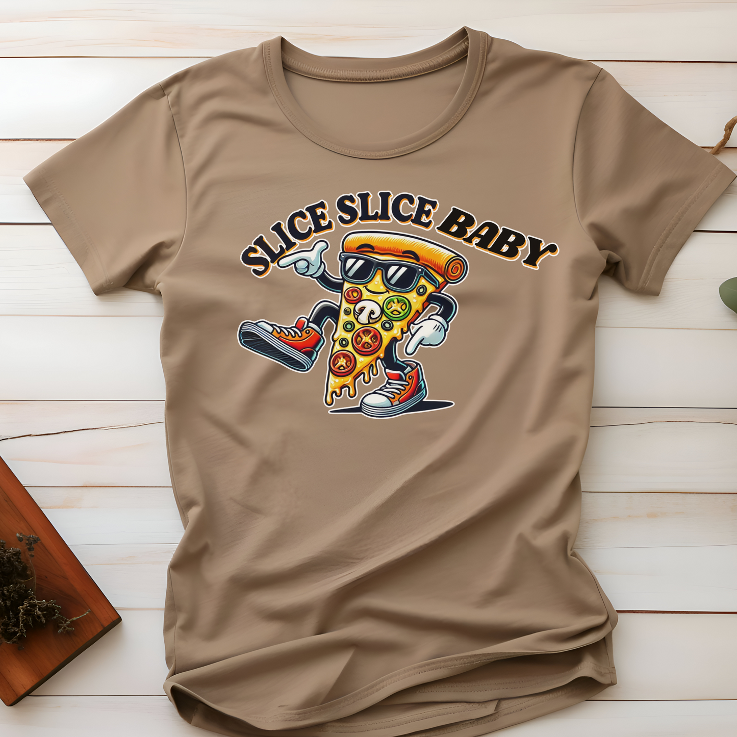 Slice Slice Baby Pizza T-Shirt, Funny Pizza Lover Tee, Foodie Gift, Cool Graphic Tee Casual Wear, Unique Gift Idea, Unisex Softstyle Tee