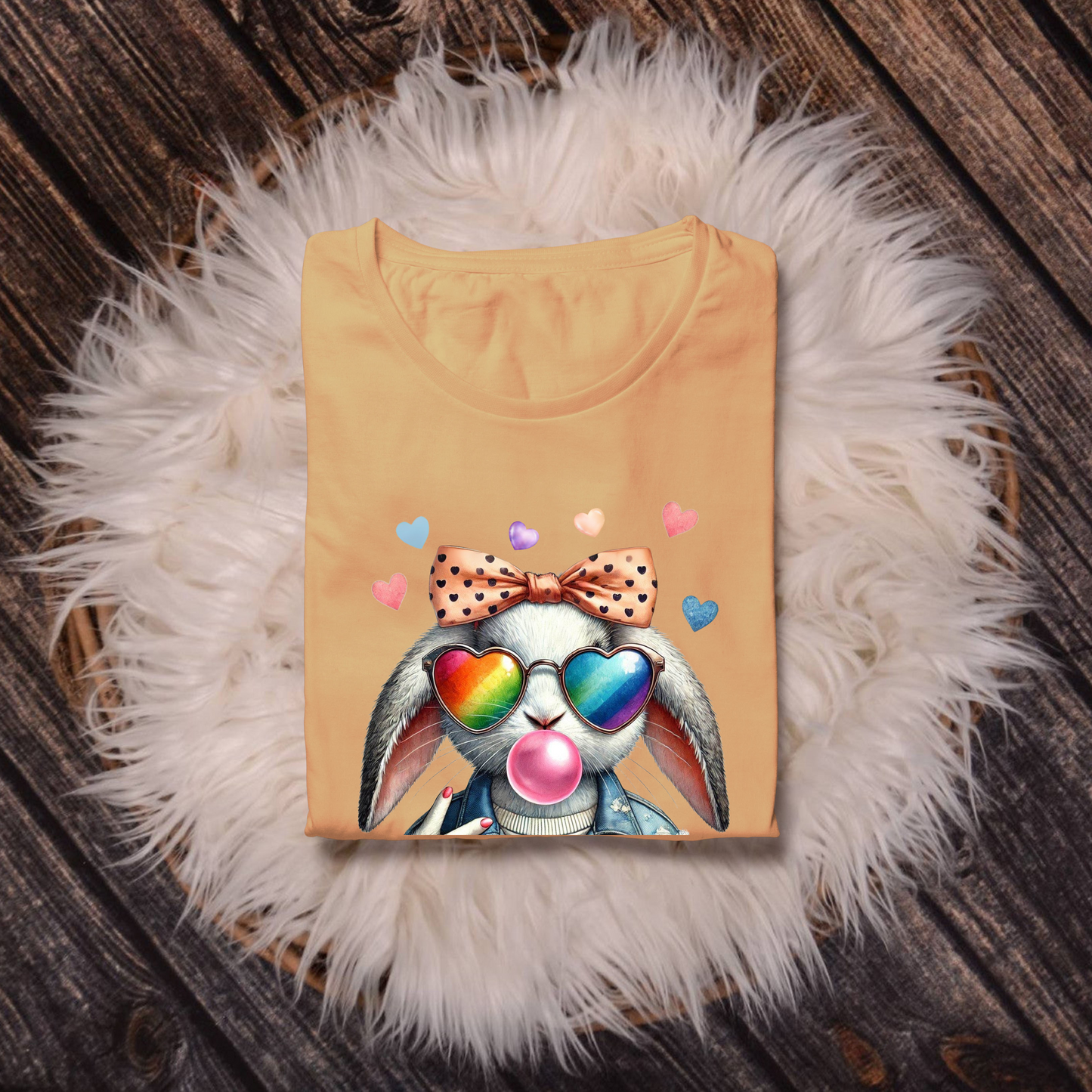 Bubble Gum Bunny Love Graphic Tee, Cute Aesthetic Bunny Rabbit Shirt, Pastel Animal Lover Gift, Unisex Trendy Bunny Shirt Casual Wear
