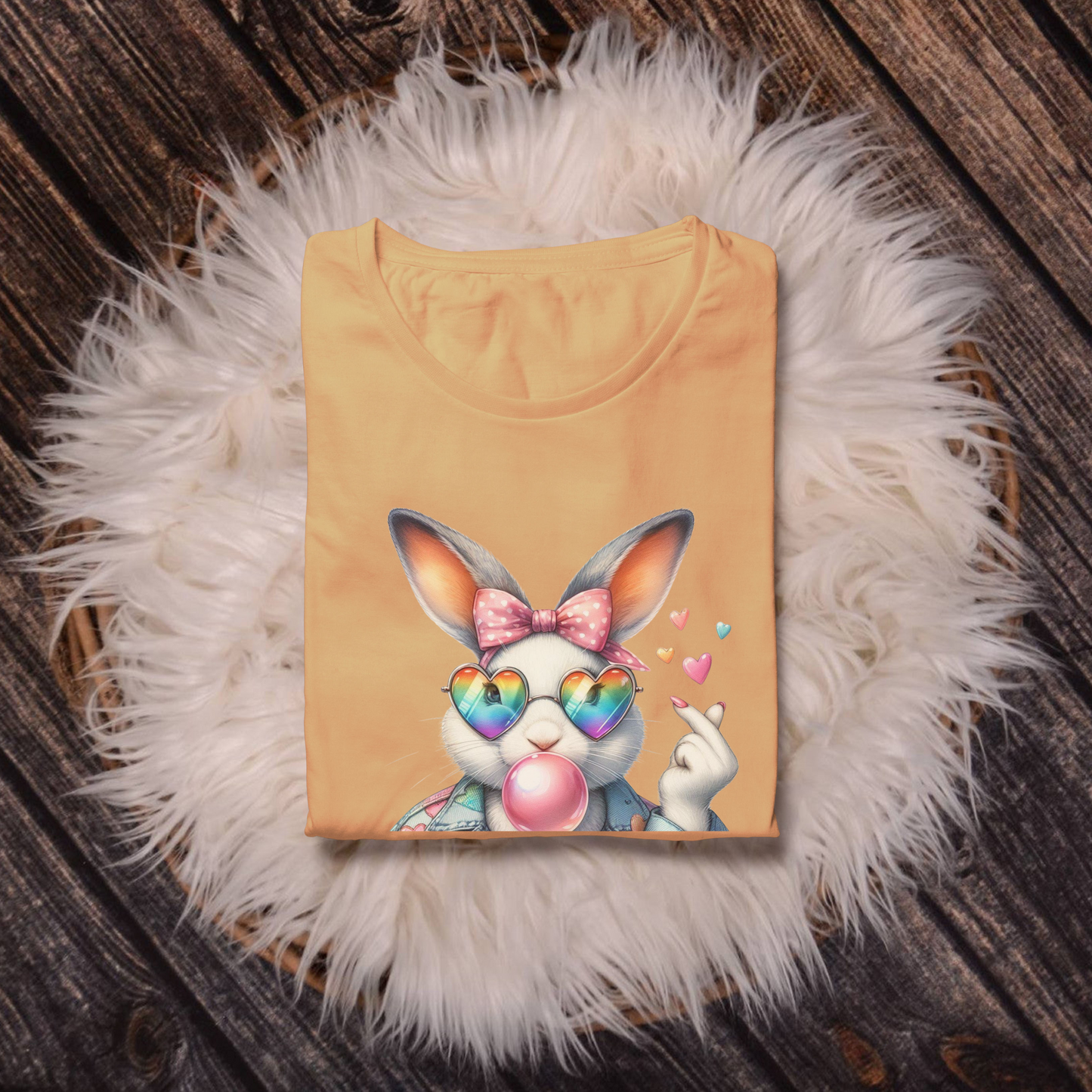 Bubble Gum Bunny Love Graphic Tee, Cute Aesthetic Bunny Rabbit Shirt, Pastel Animal Lover Gift, Unisex Trendy Bunny Shirt Casual Wear