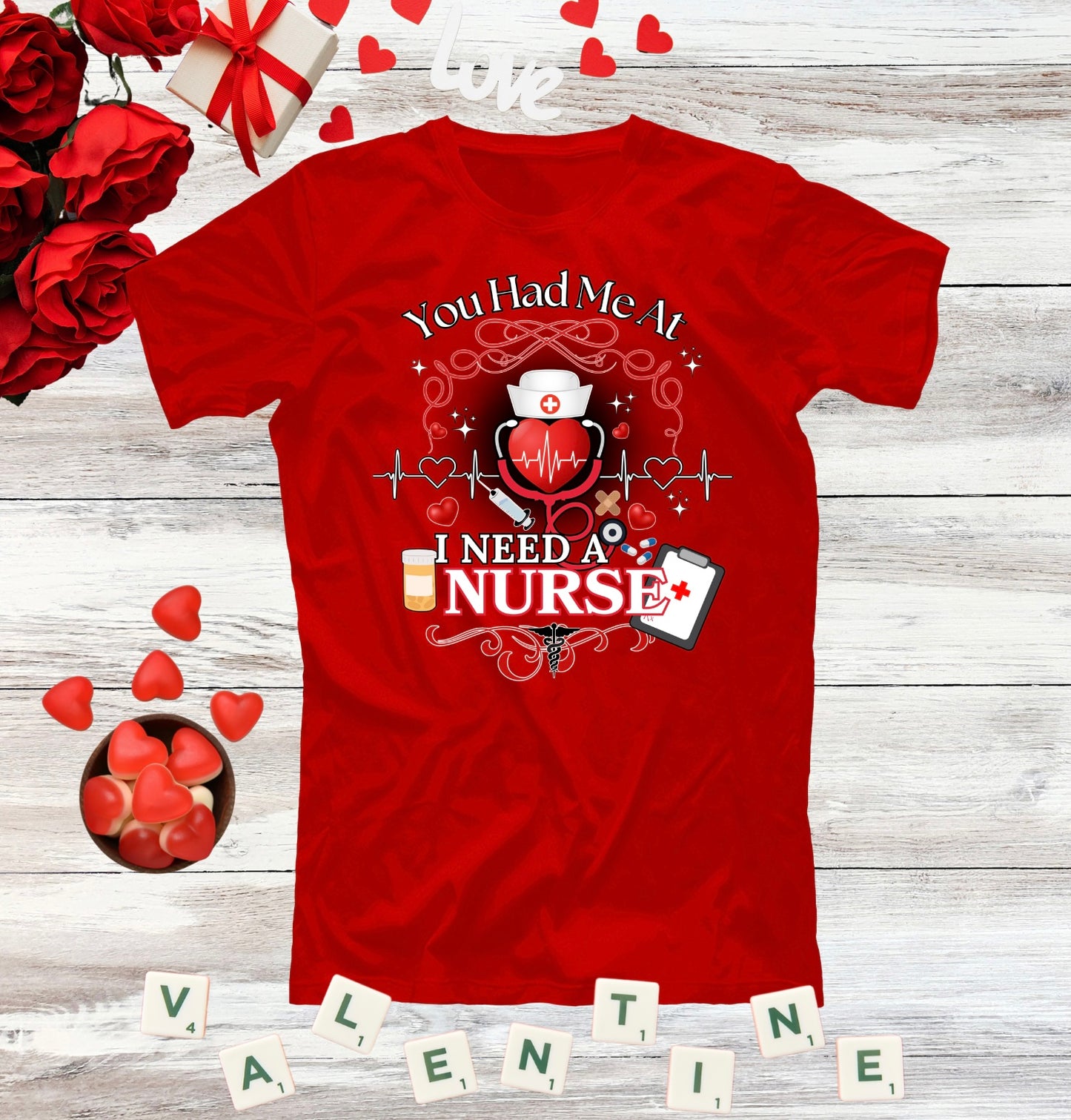 Nurse Healthcare Love Unisex T-Shirt, Cute RN Patient Tee, Funny Nurse Gift, Medical gift for him or her, Birthday, Valentine shirt design