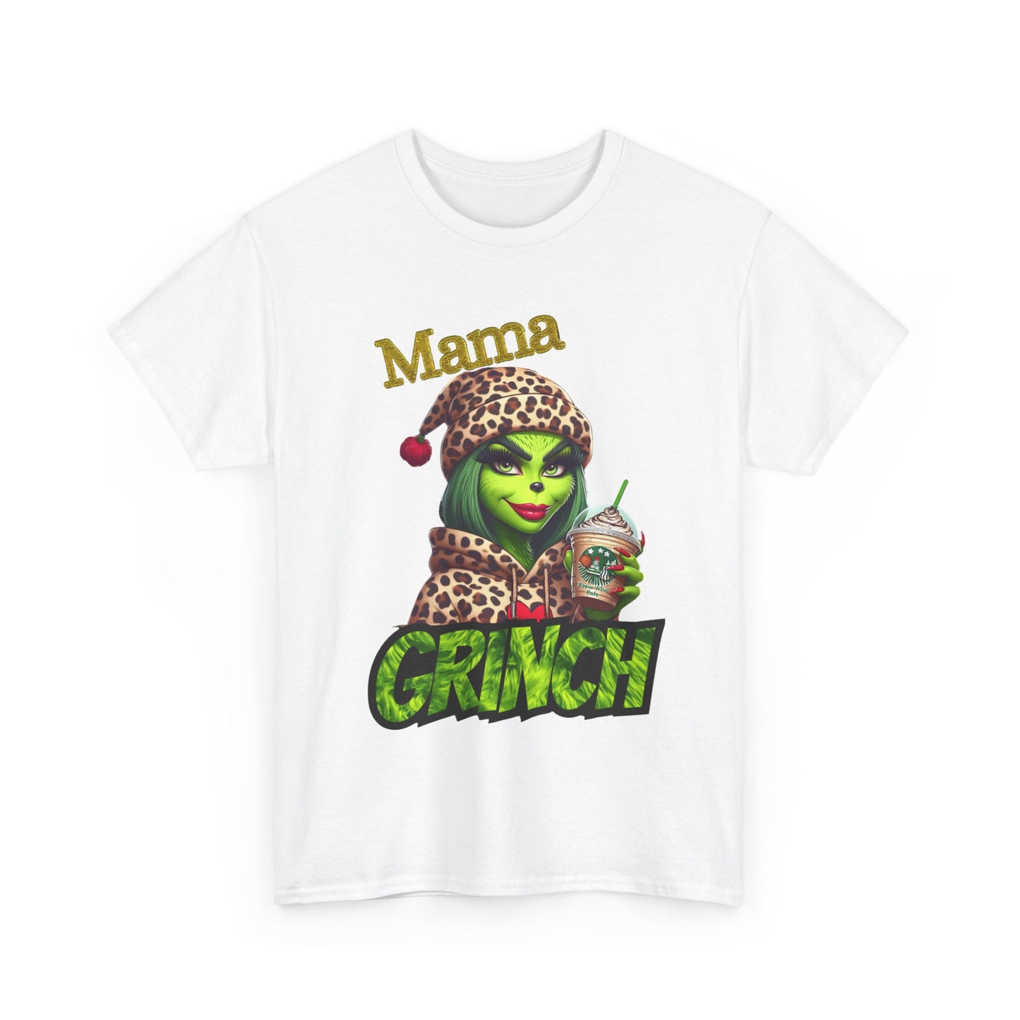 Mama Grinch Unisex Heavy Cotton Tee, Cozy Holiday Shirt, Funny Gift for Moms, Christmas Apparel, Party Tee