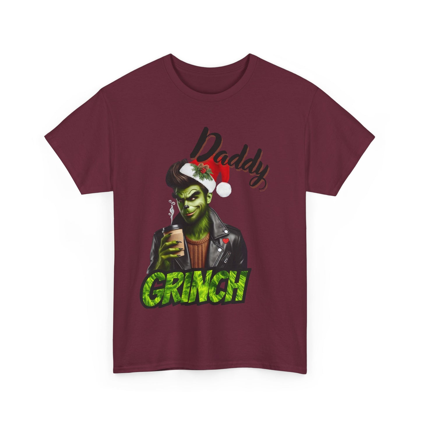 Daddy Grinch Unisex Heavy Cotton Tee, Funny Christmas Shirt, Holiday Humor Tee, Grinch Fan Gift, Festive Casual Wear