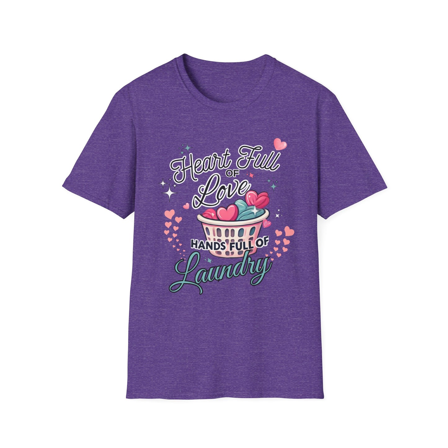 Heart Full of Love Hands Full of Laundry T-Shirt, Cute Busy Mom Life Tee, Gift for Moms, Funny love gift, Birthday, Valentine's Day