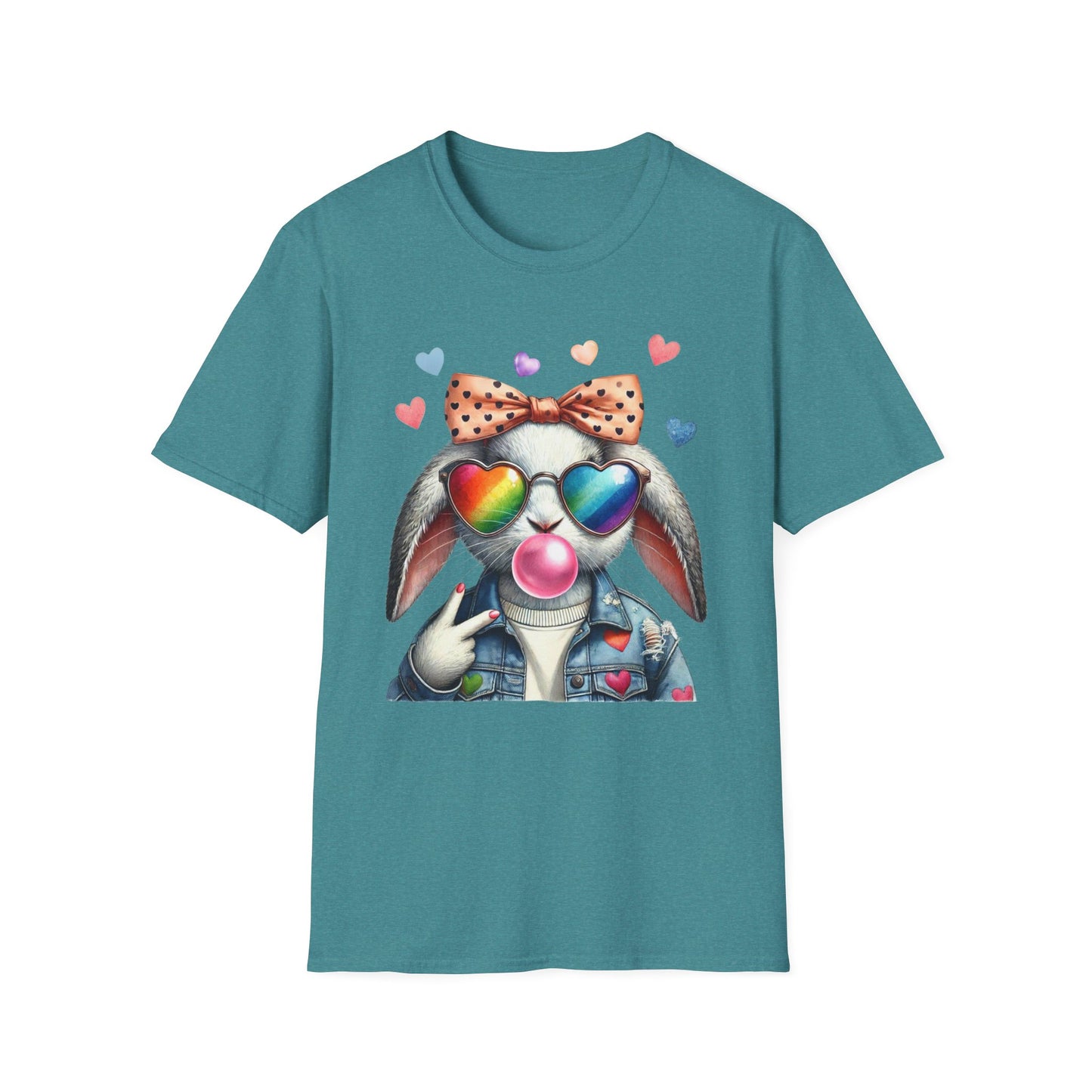 Bubble Gum Bunny Love Graphic Tee, Cute Aesthetic Bunny Rabbit Shirt, Pastel Animal Lover Gift,  Unisex Trendy Bunny Shirt Casual Wear